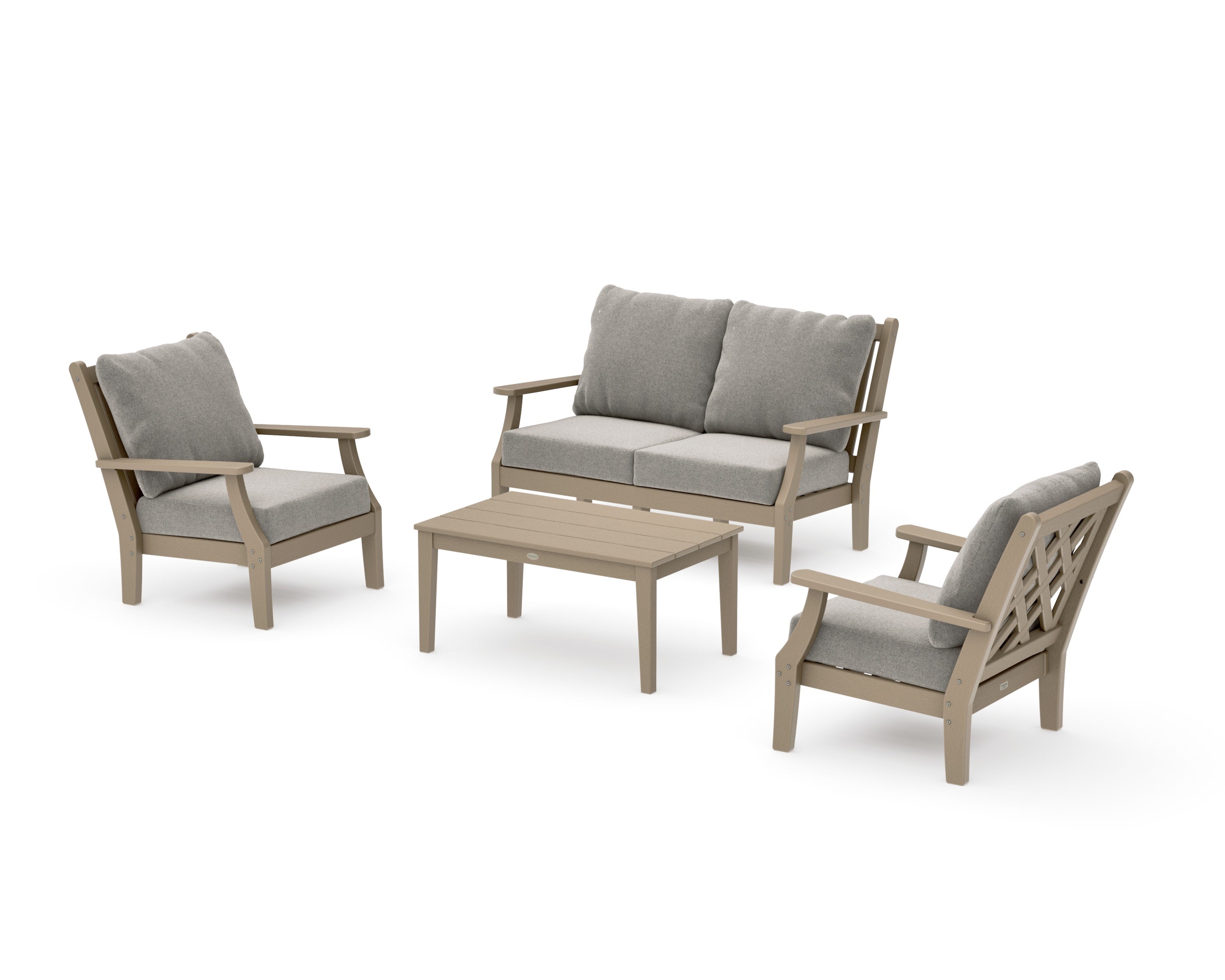 Wovendale 4-Piece Deep Seating Set with Loveseat in Vintage Sahara / Weathered Tweed