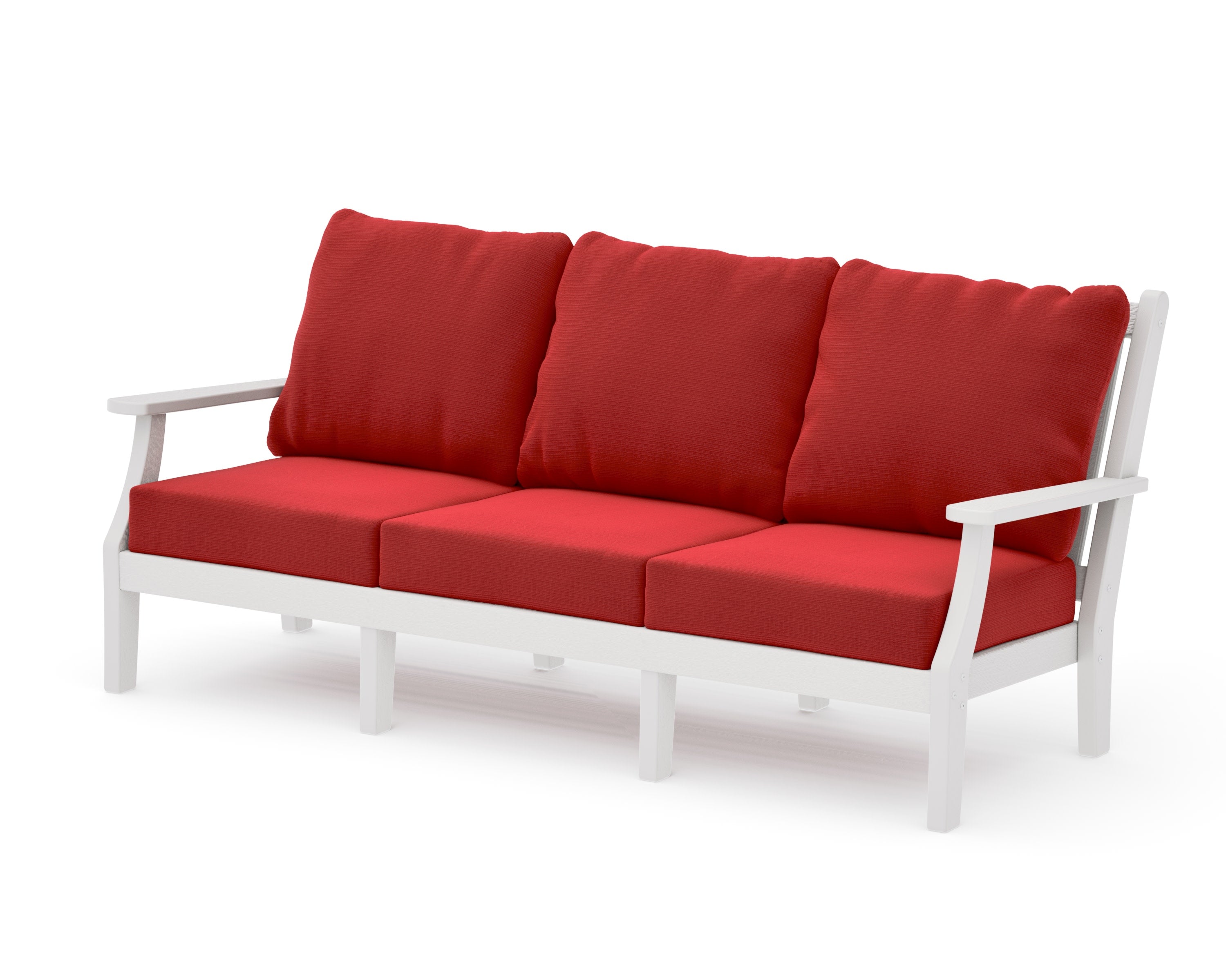 Wovendale Deep Seating Sofa in Vintage White / Crimson Linen