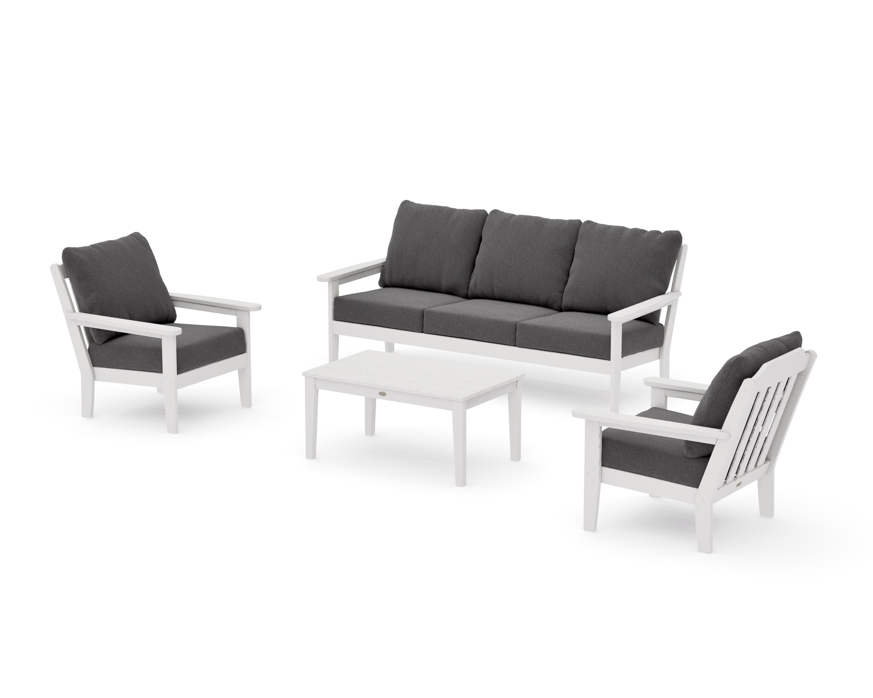 Cottage 4-Piece Deep Seating Set with Sofa in Vintage White / Ash Charcoal