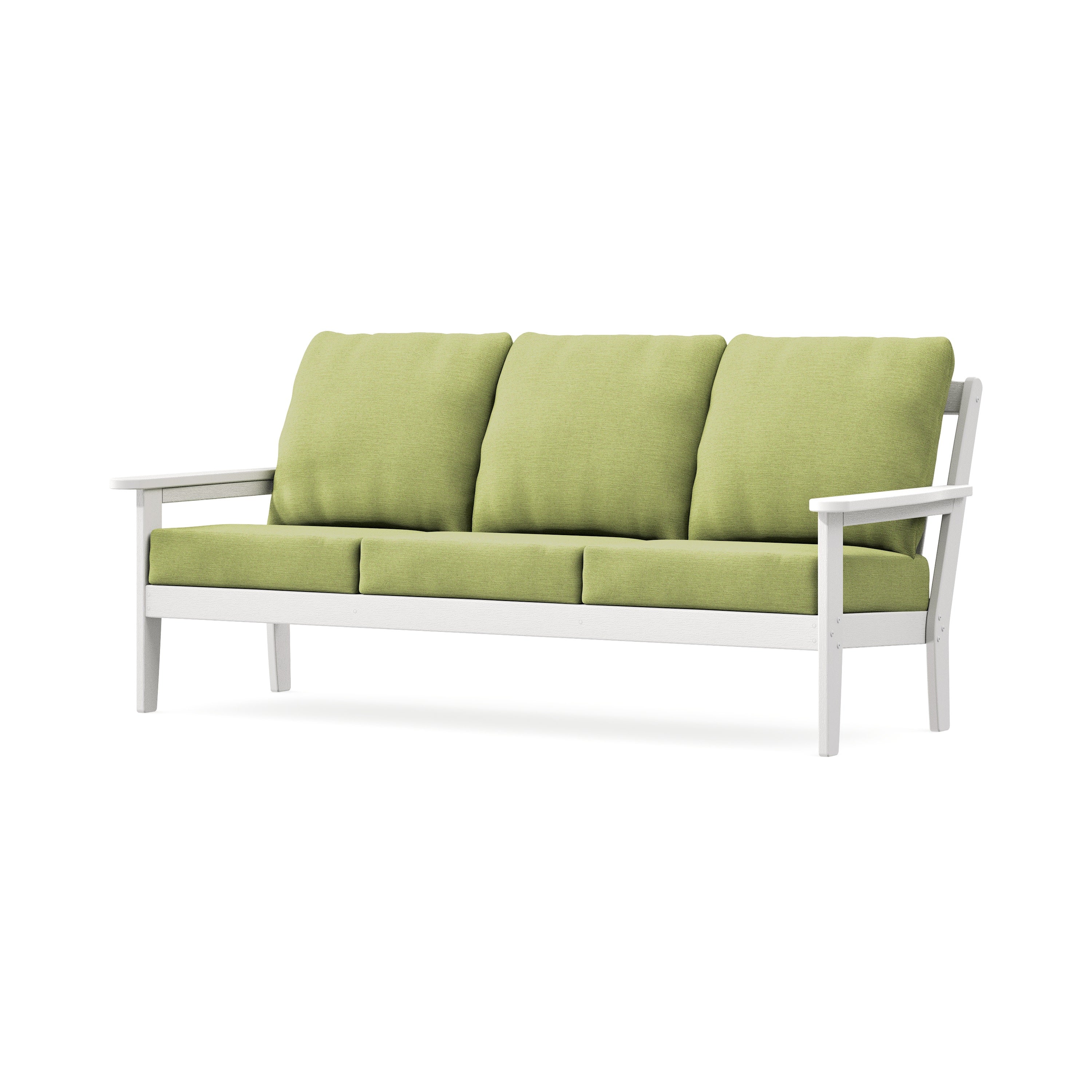 Cottage Deep Seating Sofa in Vintage White / Chartreuse Boucle