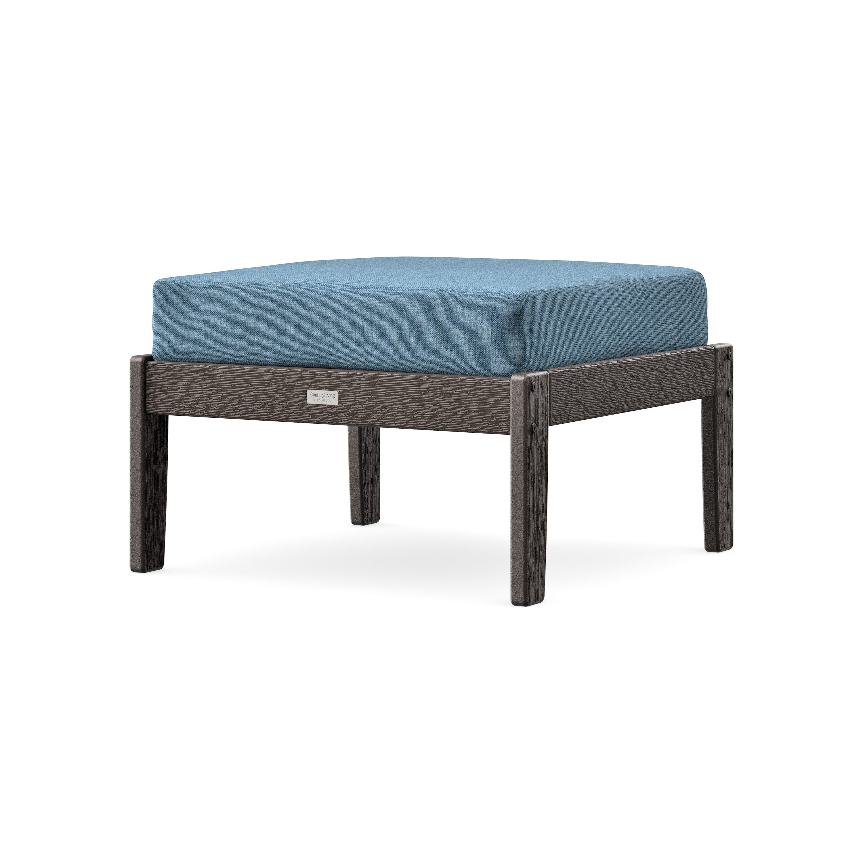 Cottage Deep Seating Ottoman in Vintage Coffee / Sky Blue