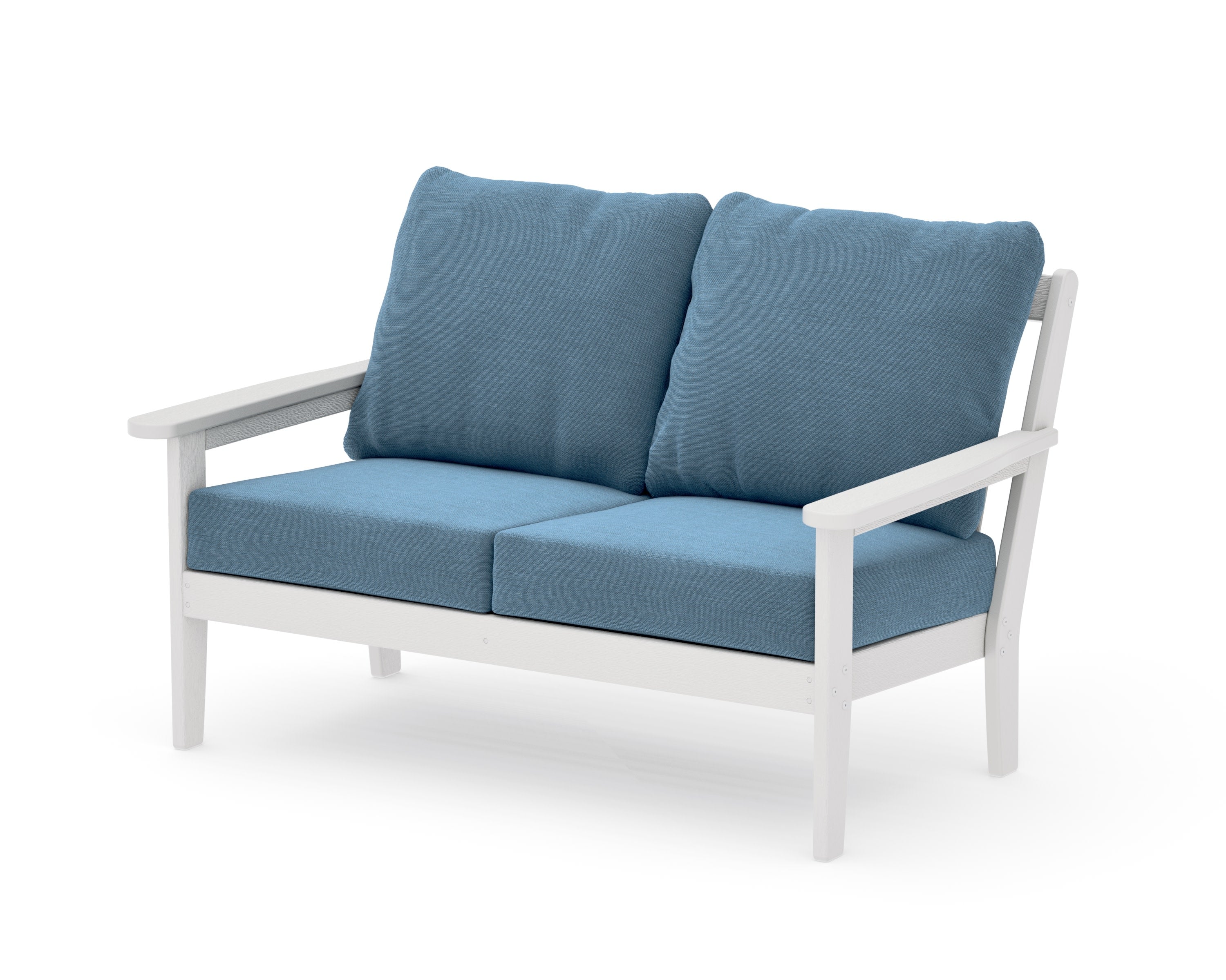 Cottage Deep Seating Loveseat in Vintage White / Sky Blue