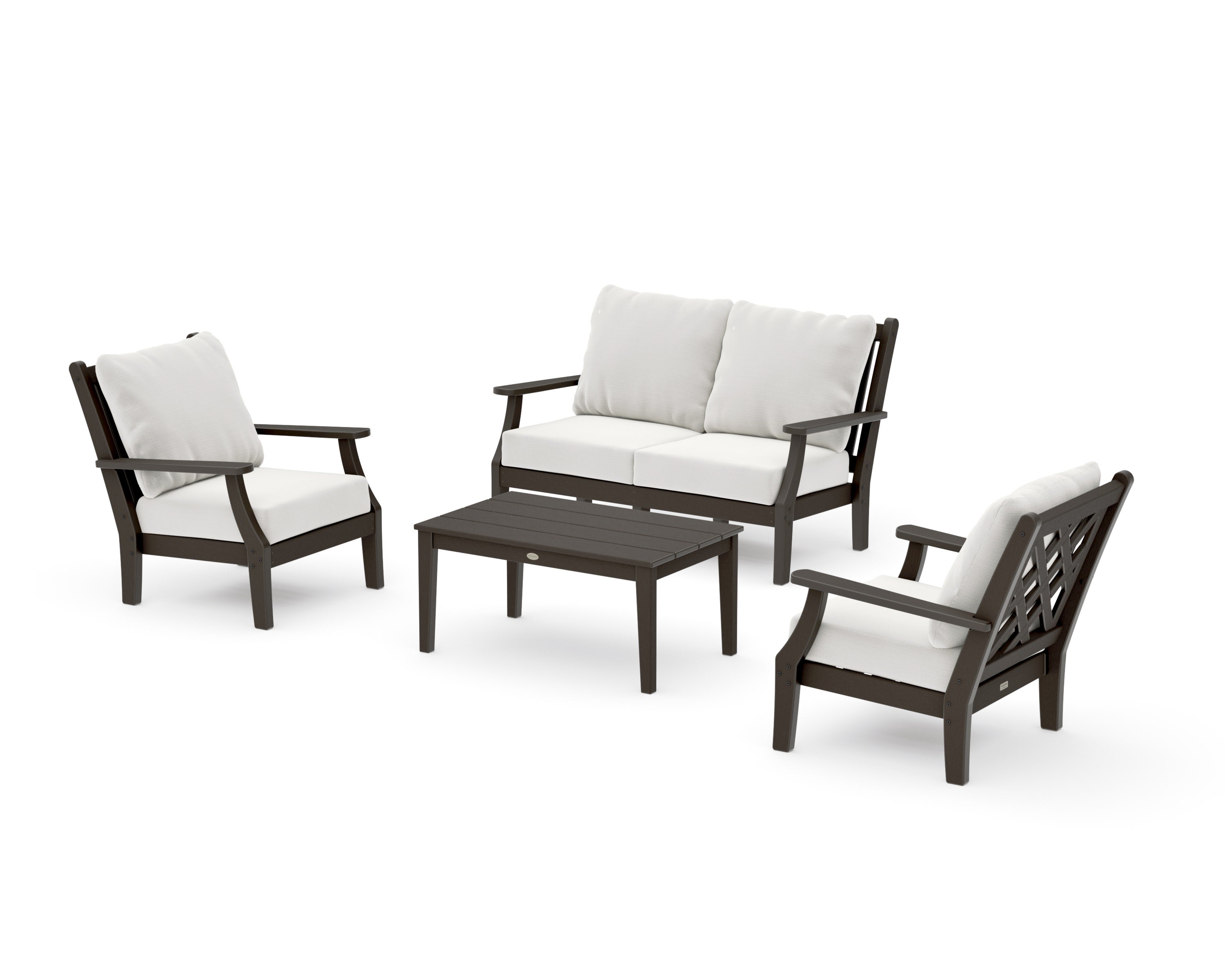 Wovendale 4-Piece Deep Seating Set with Loveseat in Vintage Coffee / Natural Linen