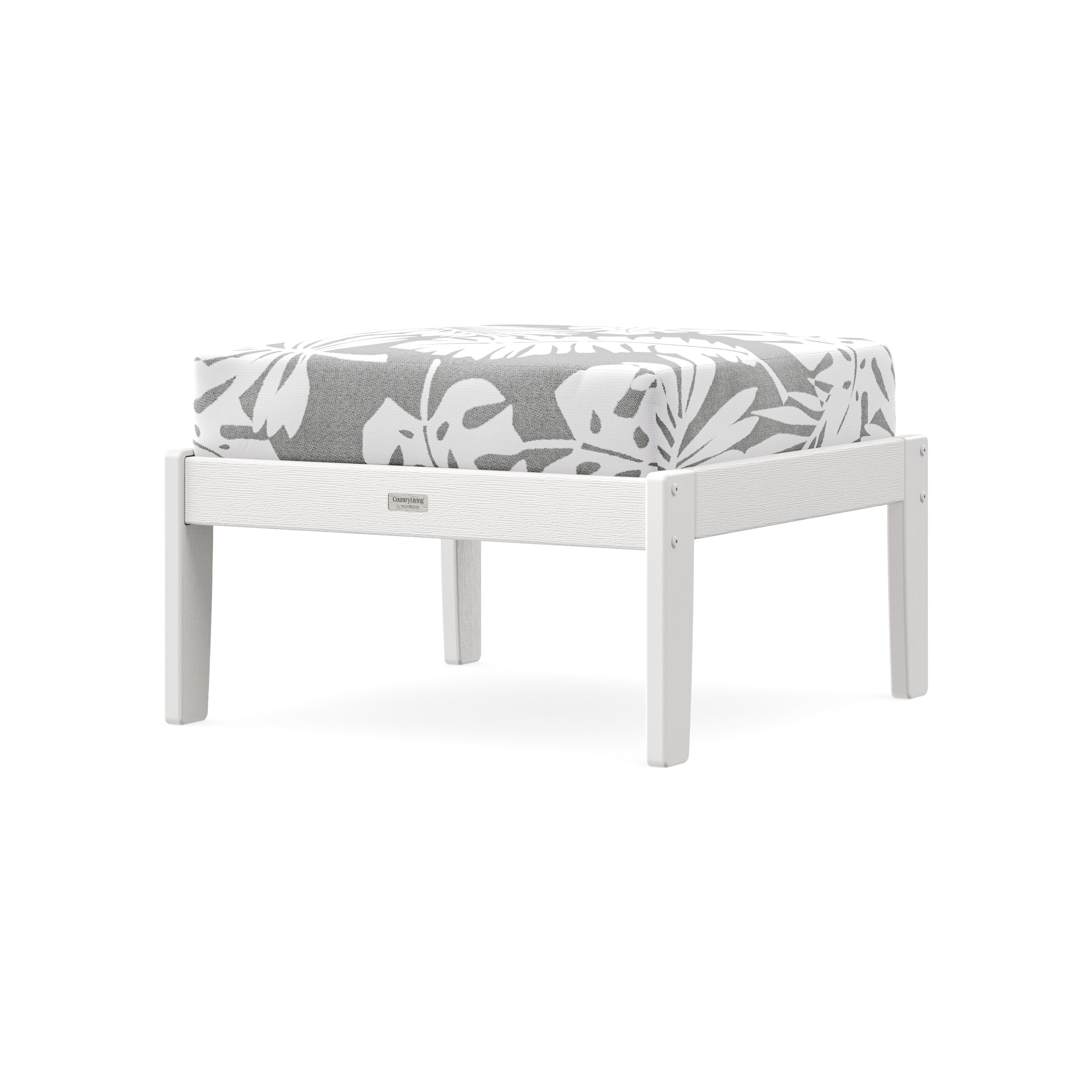 Cottage Deep Seating Ottoman in Vintage White / Leaf Grey Mist