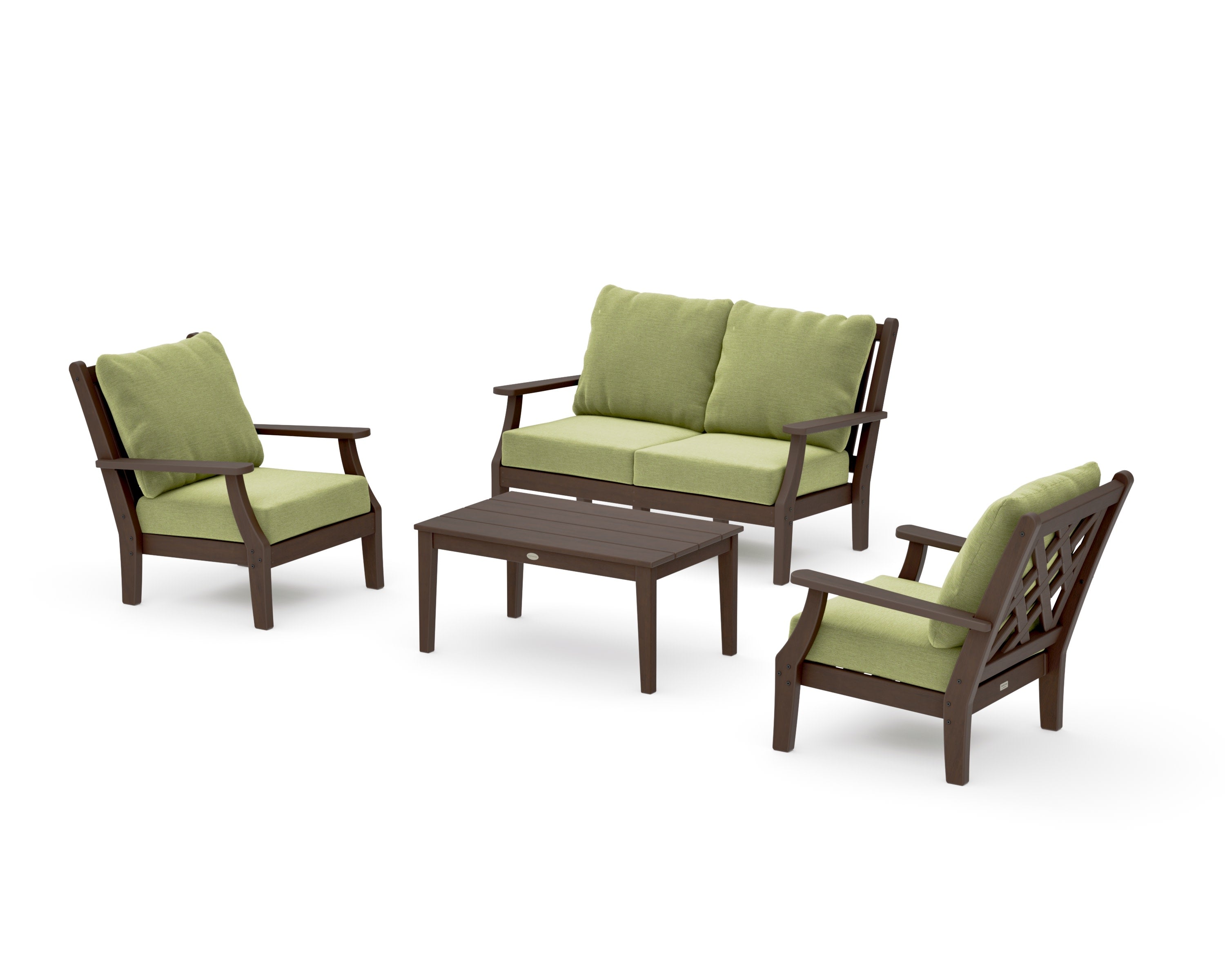 Wovendale 4-Piece Deep Seating Set with Loveseat in Kona / Chartreuse Boucle