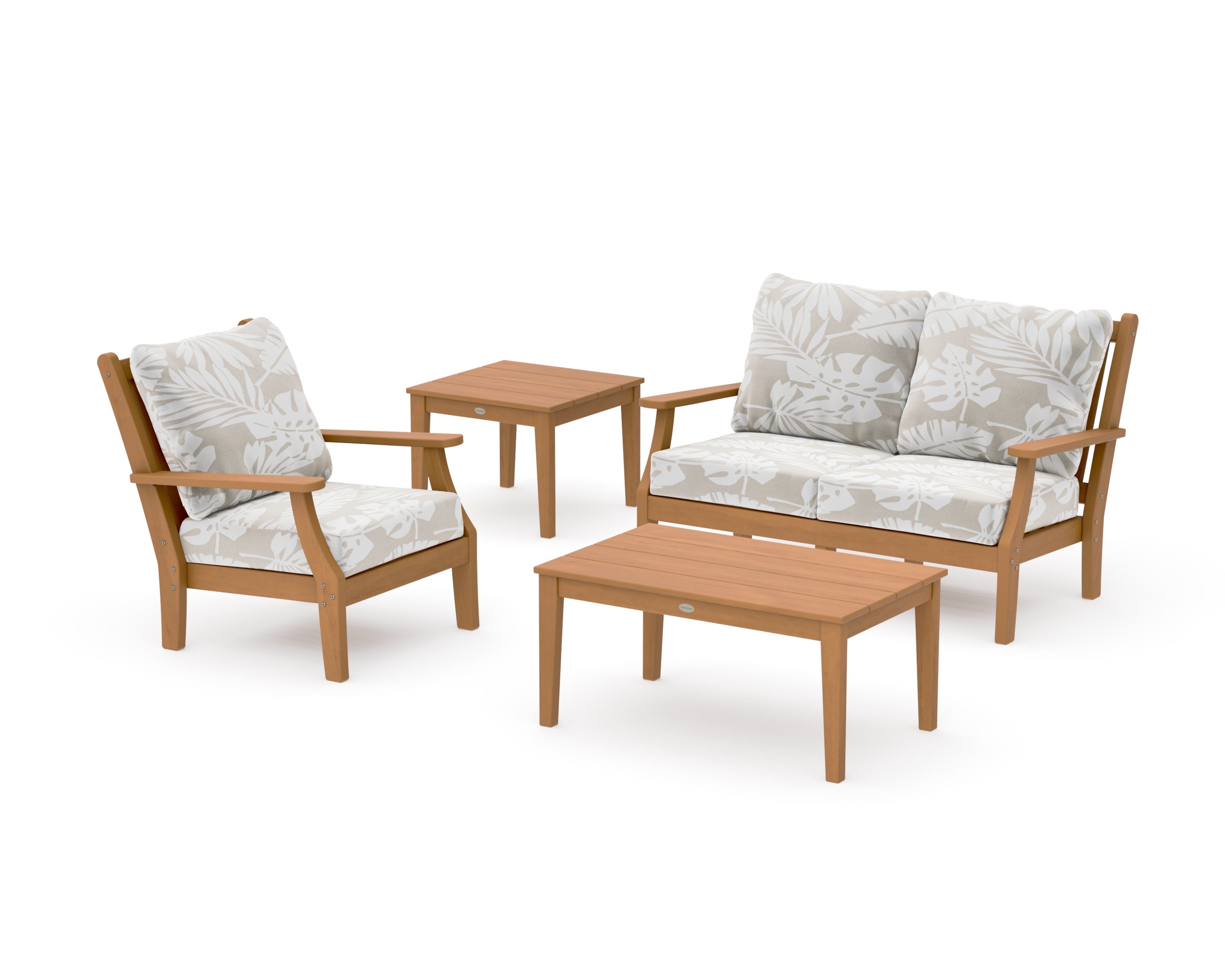 Wovendale 4-Piece Deep Seating Set in Natural / Leaf Dune Burlap