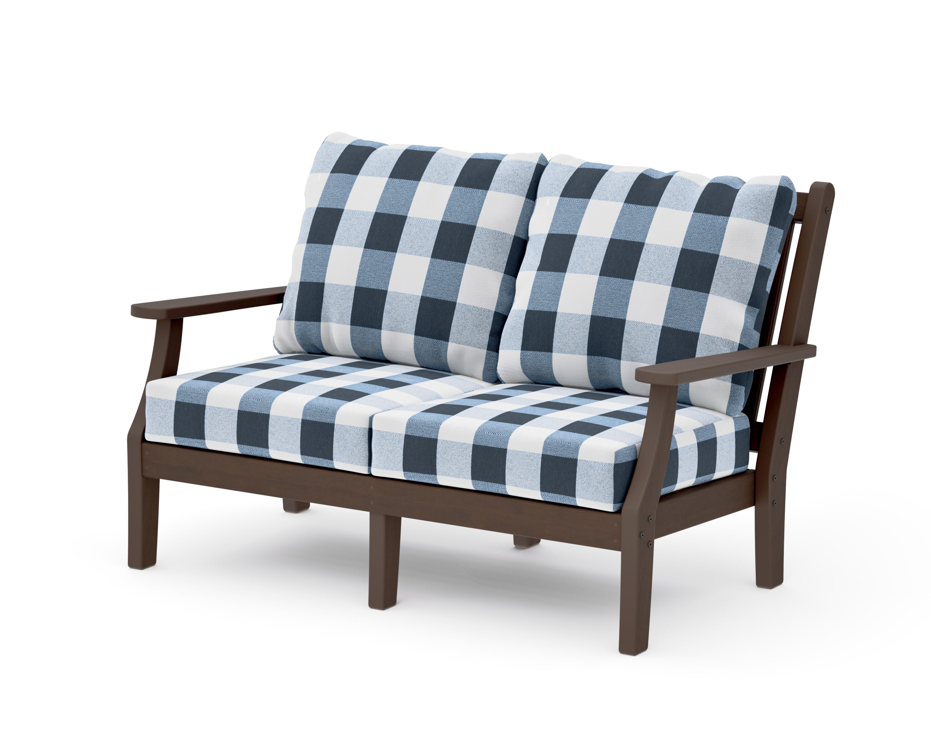 Wovendale Deep Seating Loveseat in Kona / Buffalo Plaid Marine Indigo