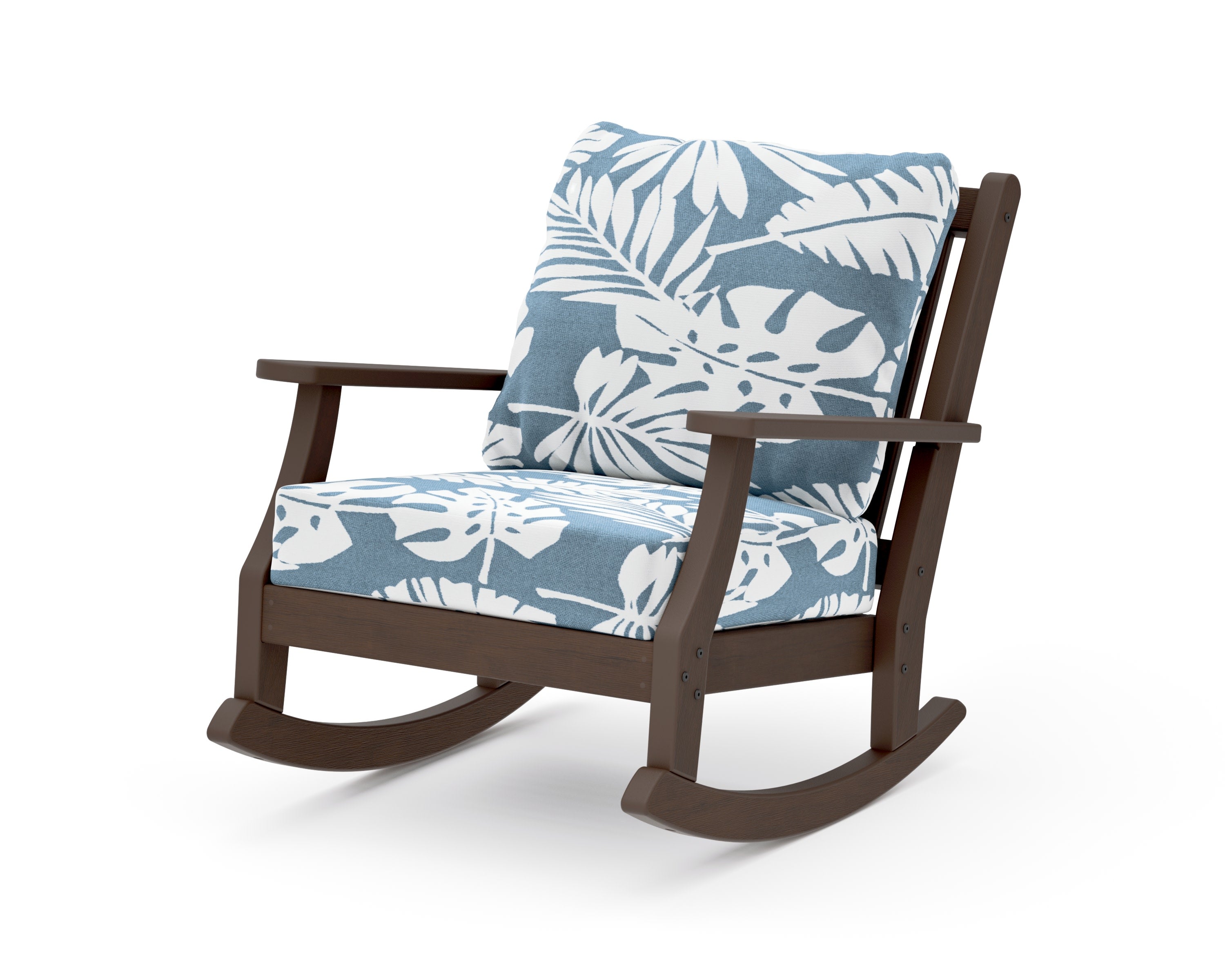 Wovendale Deep Seating Rocking Chair in Kona / Leaf Sky Blue