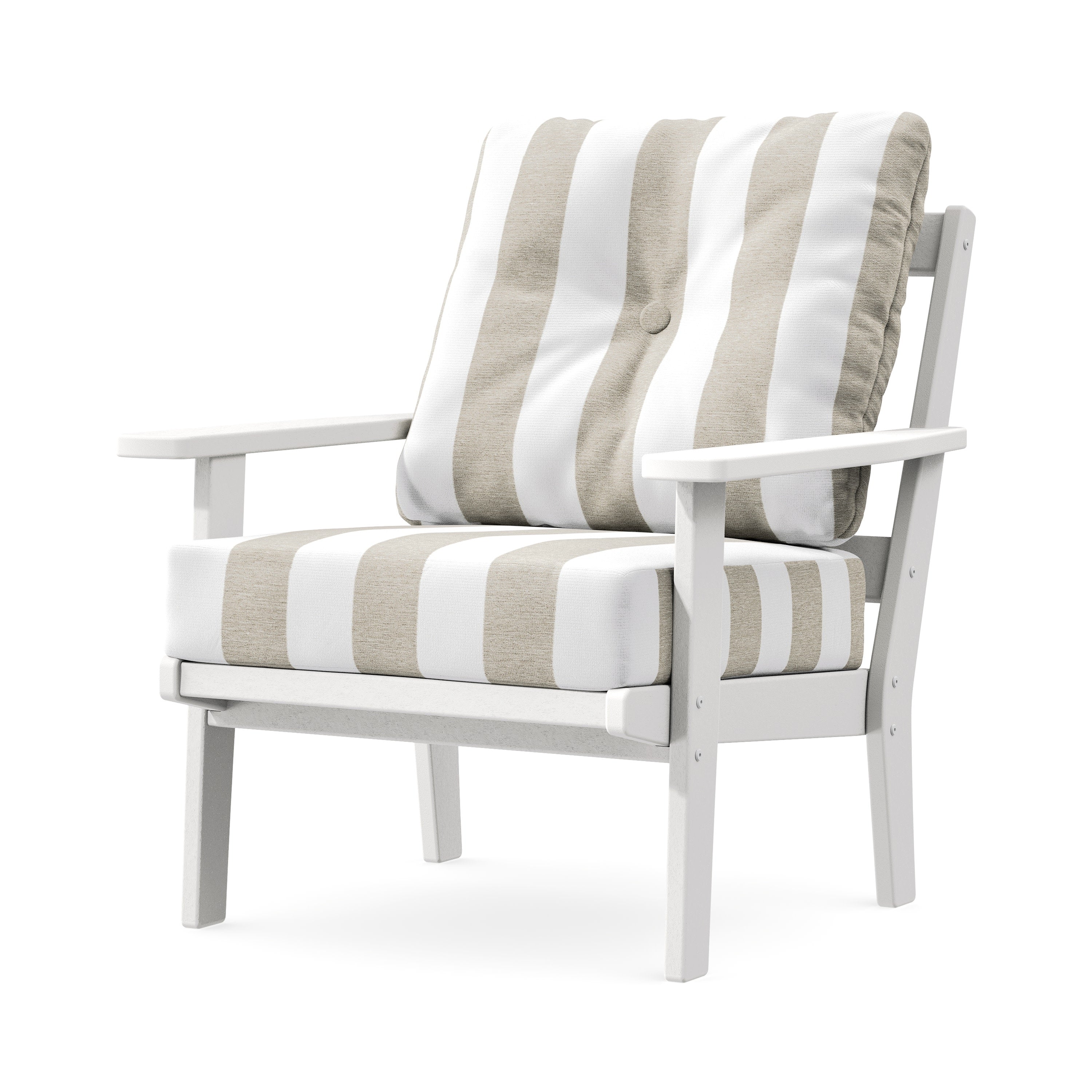 Prairie Deep Seating Chair in White / Cabana Stripe Dune Burlap