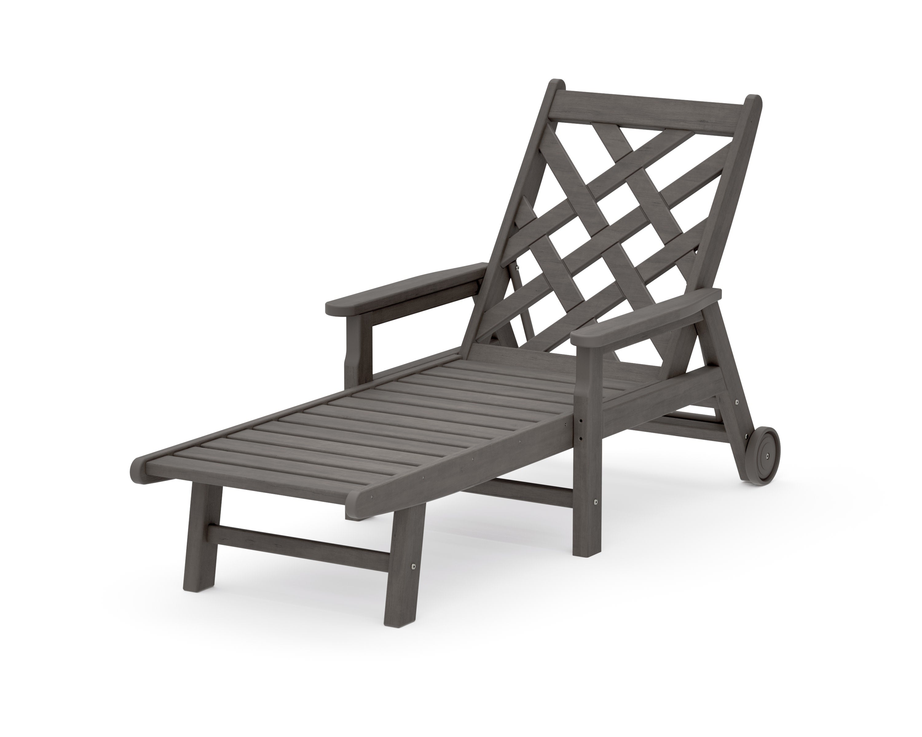 Wovendale Chaise with Arms and Wheels in Driftwood