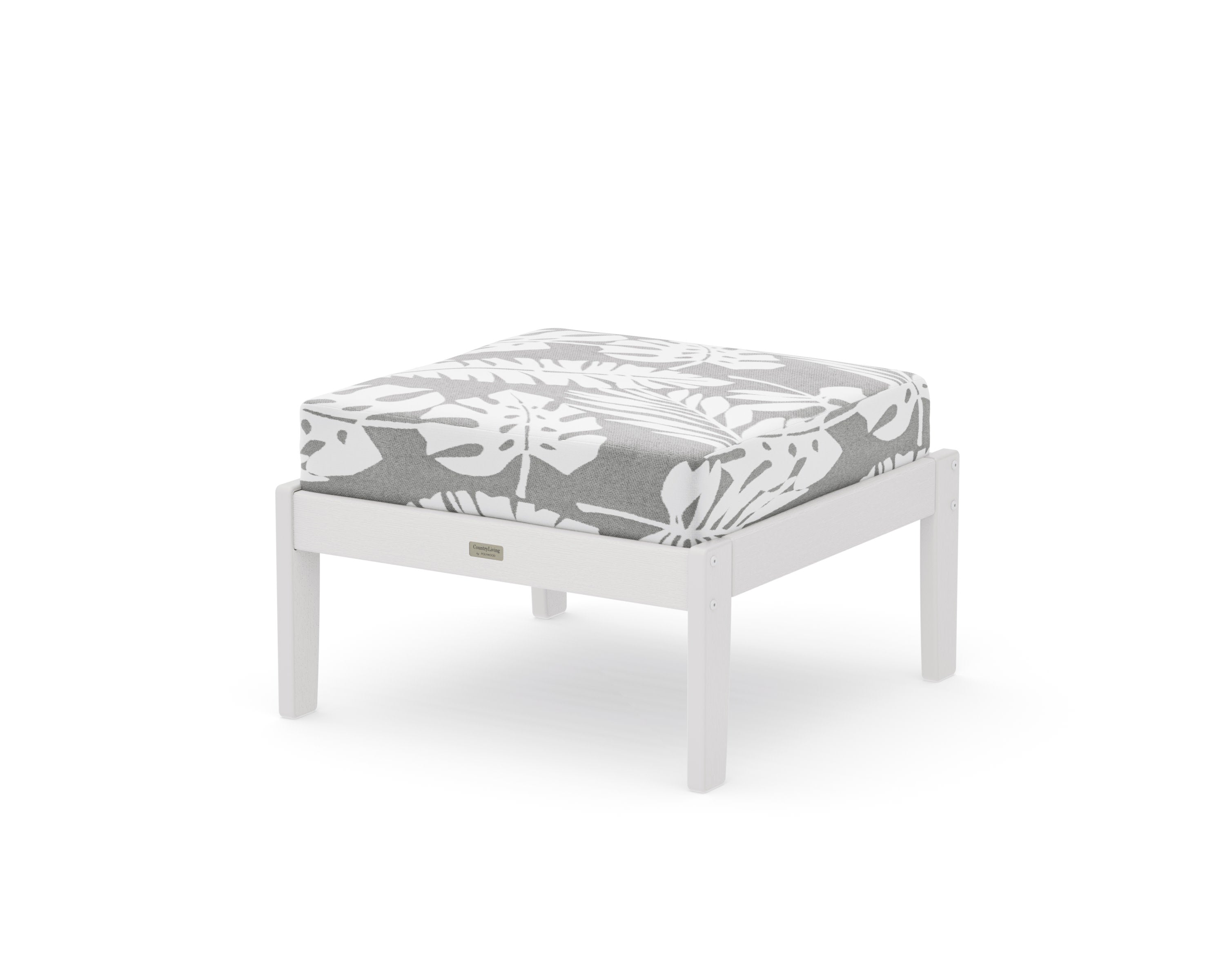 Cottage Deep Seating Ottoman in Vintage White / Leaf Grey Mist