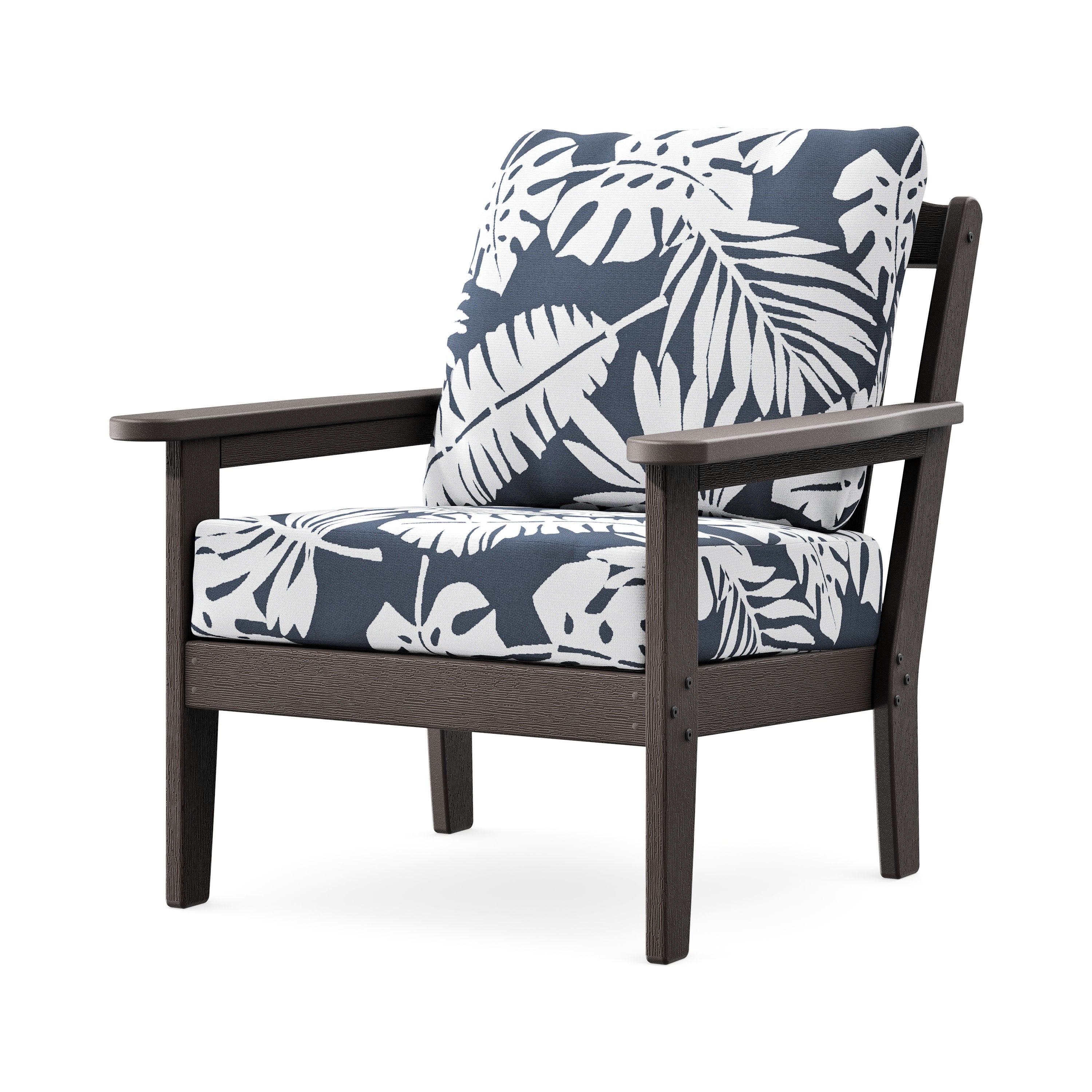 Cottage Deep Seating Chair in Vintage Coffee / Leaf Marine Indigo