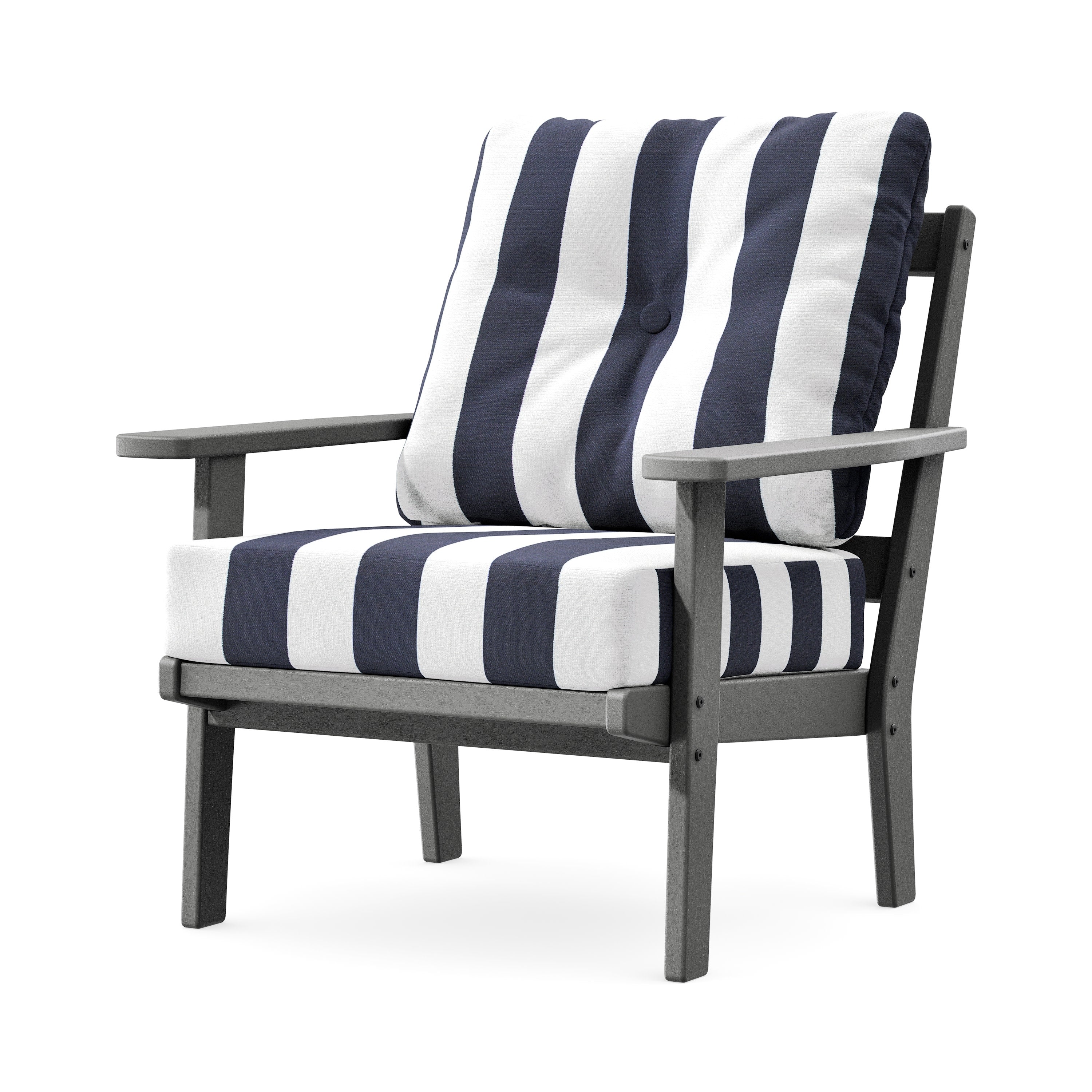 Prairie Deep Seating Chair in Slate Grey / Cabana Stripe Navy