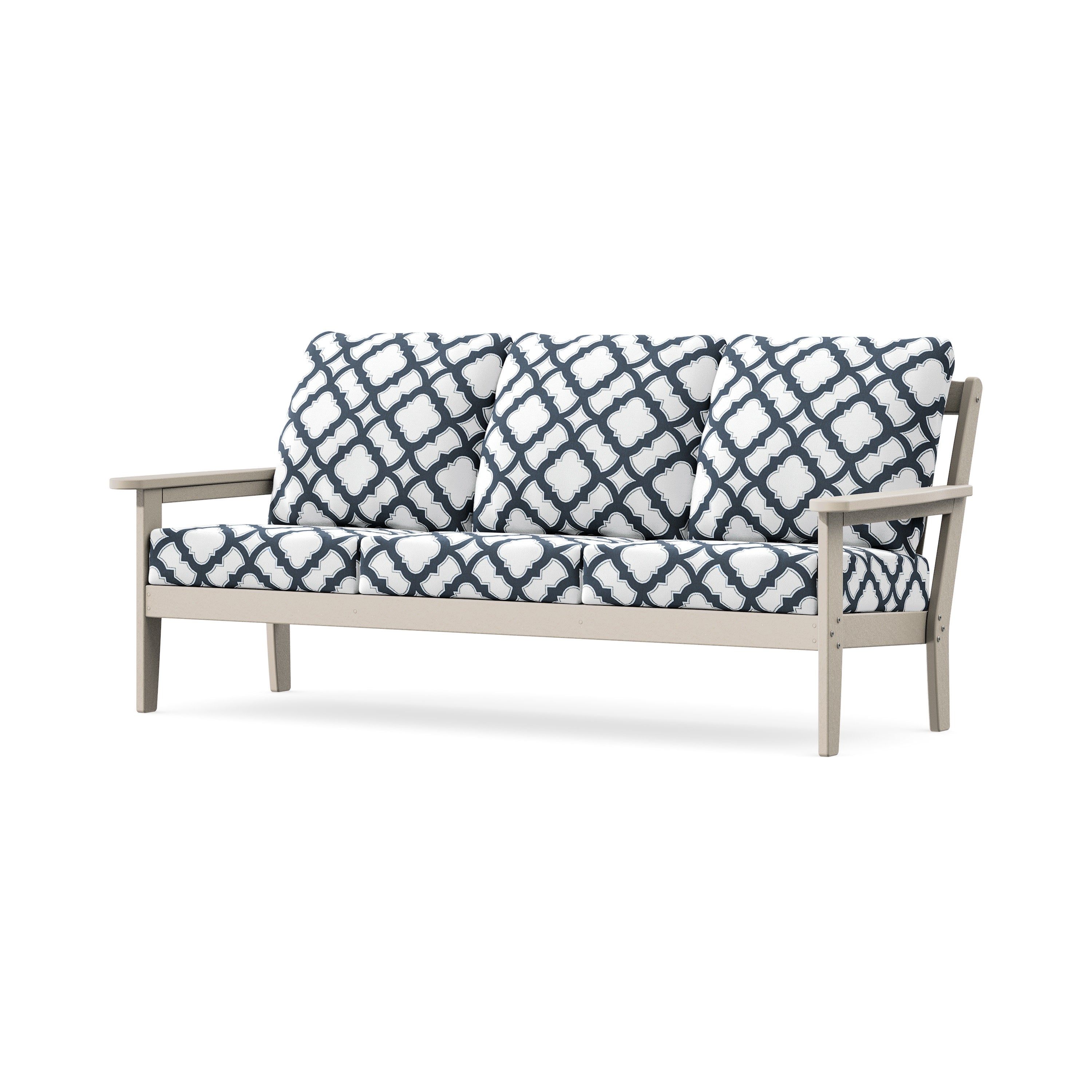 Cottage Deep Seating Sofa in Sand / Trellis Marine Indigo