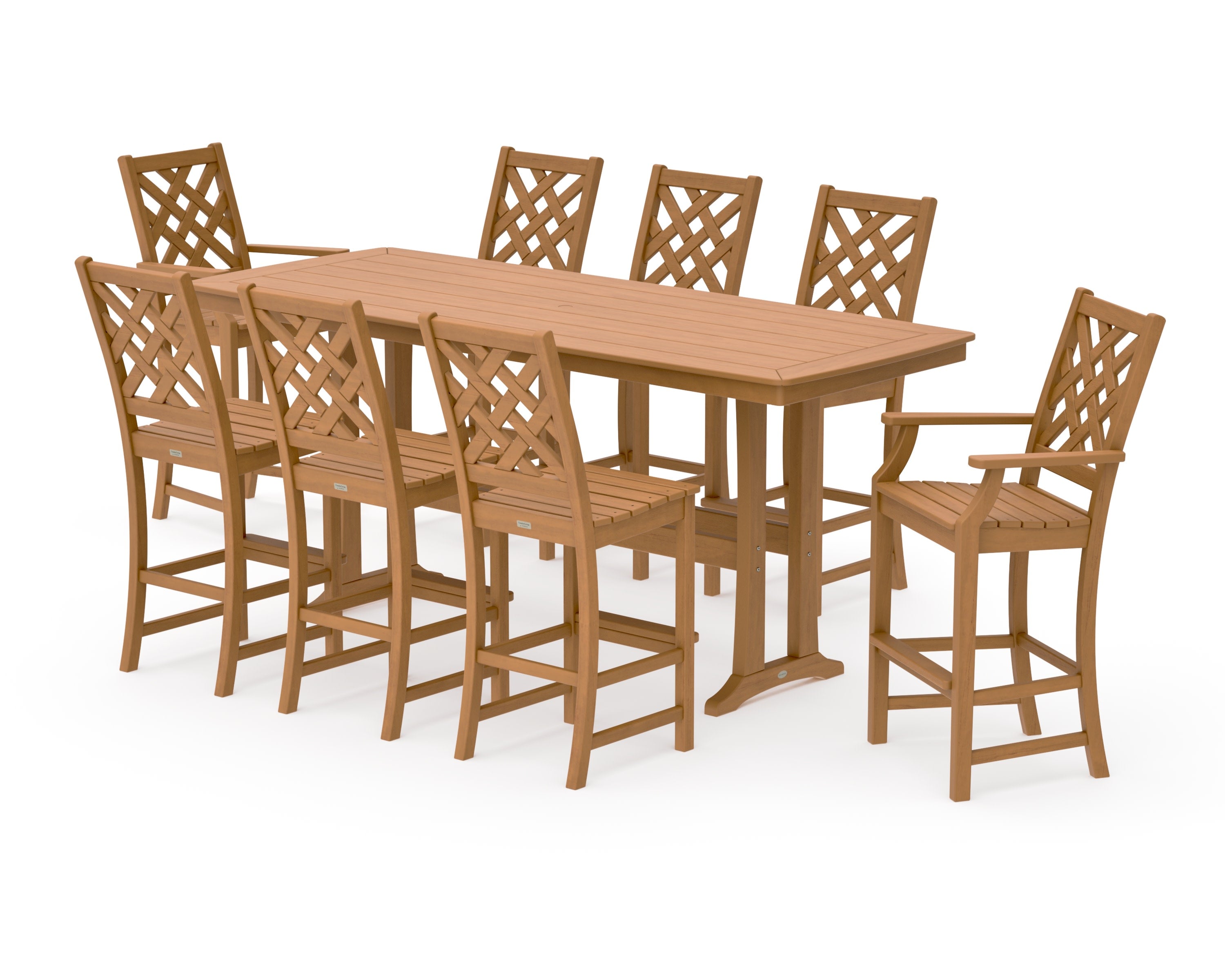 Wovendale 9-Piece Bar Set with Trestle Legs in Natural