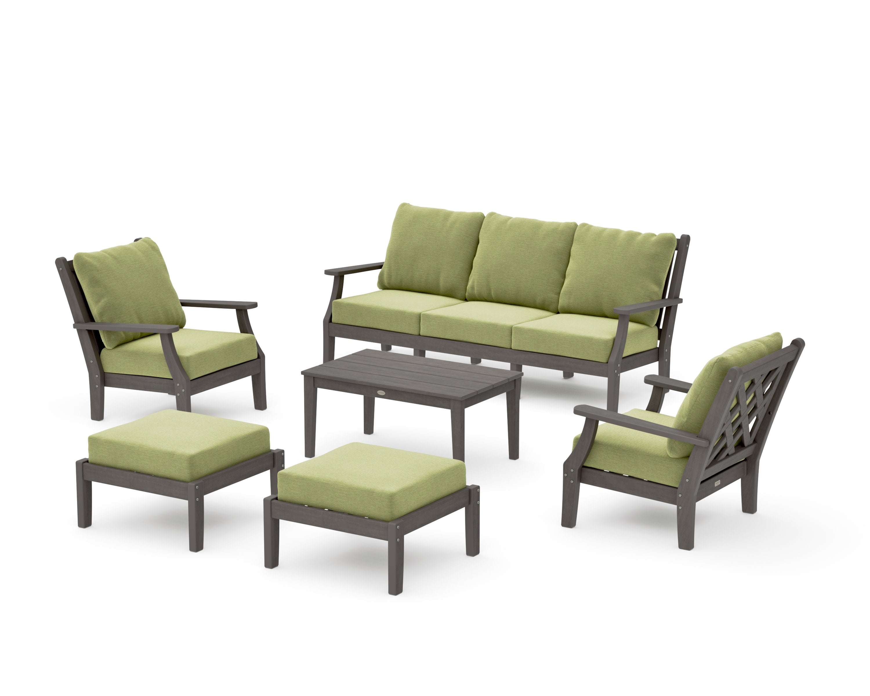 Wovendale 6-Piece Lounge Sofa Set in Driftwood / Chartreuse Boucle