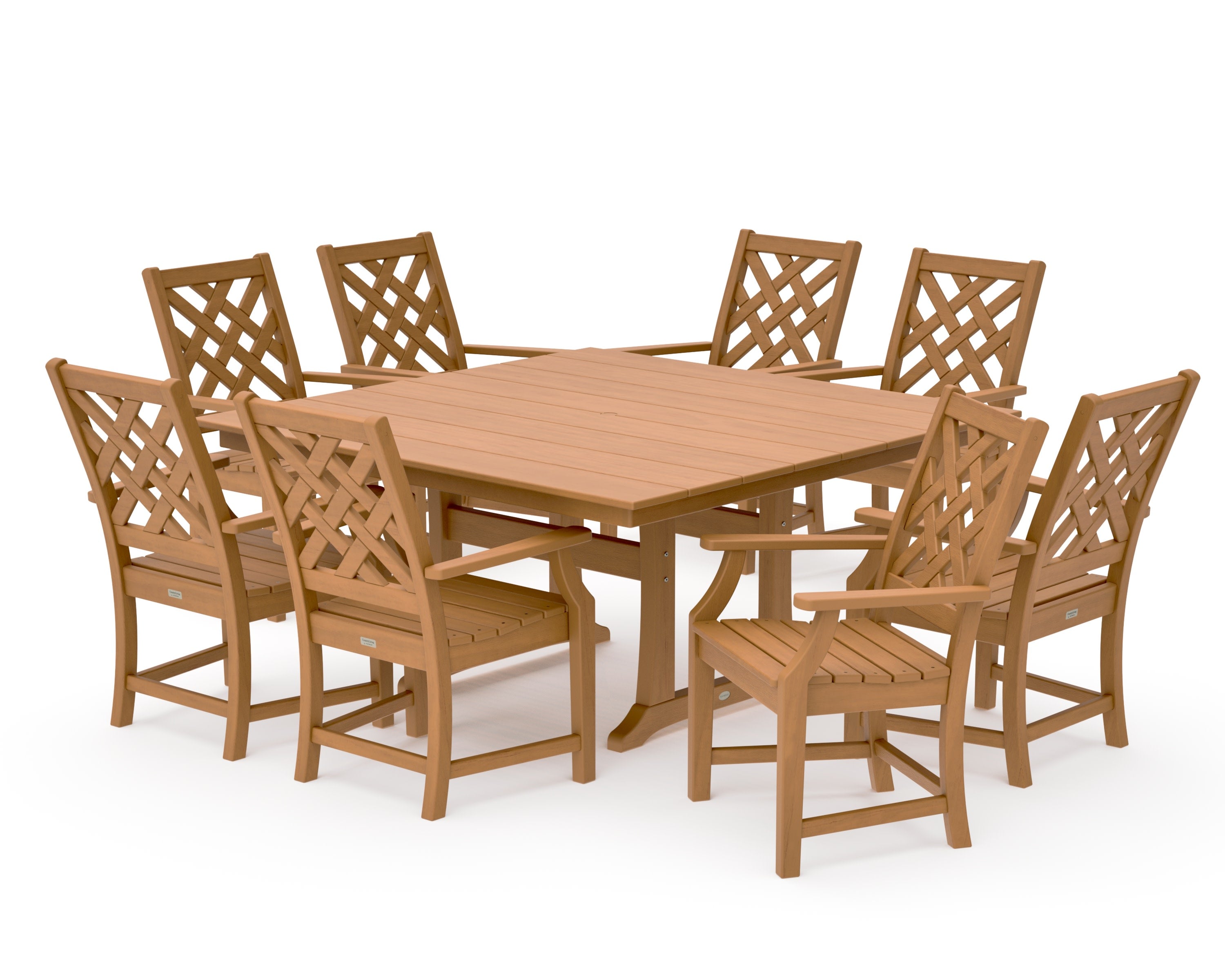 Wovendale 9-Piece Square Farmhouse Dining Set with Trestle Legs in Natural