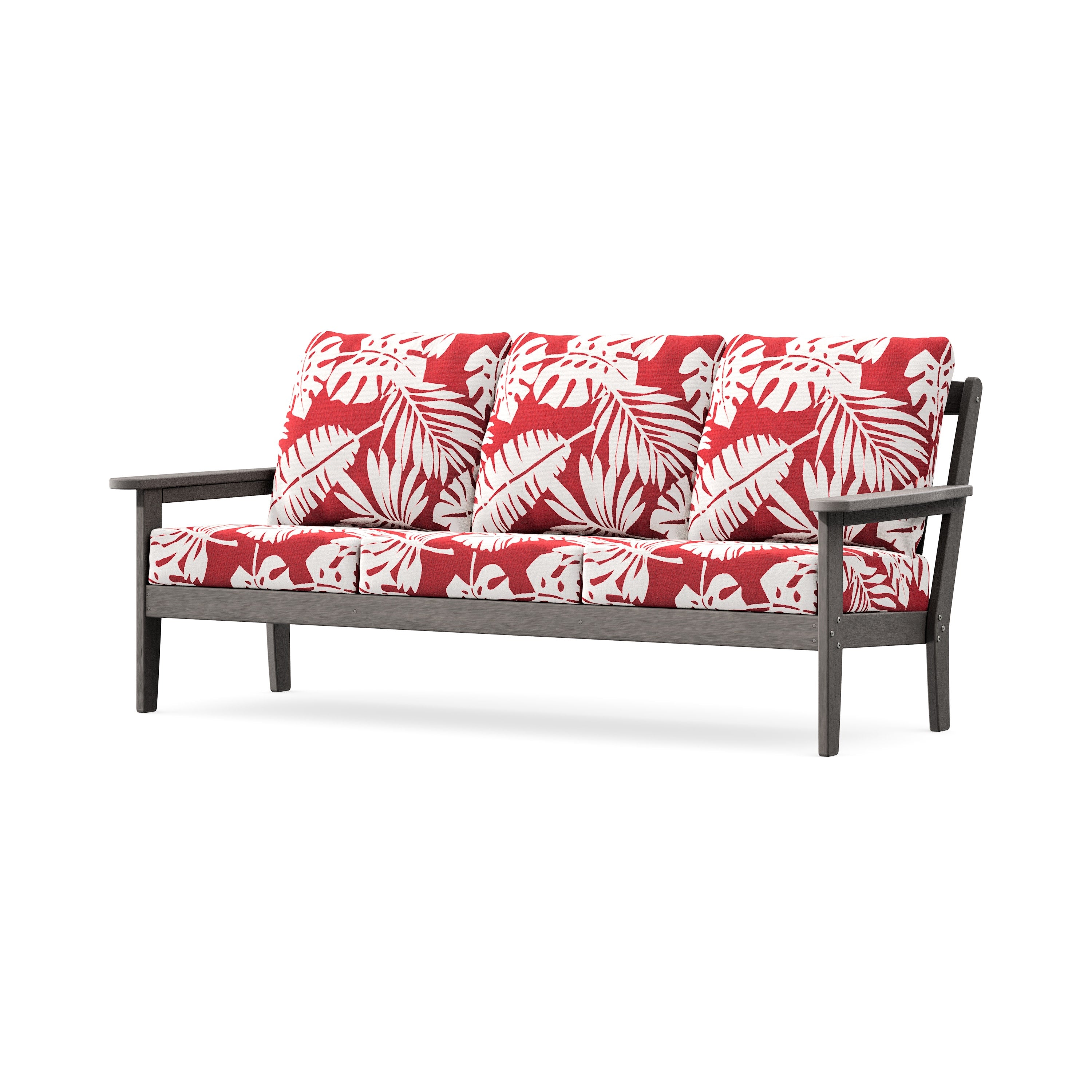 Cottage Deep Seating Sofa in Driftwood / Leaf Crimson