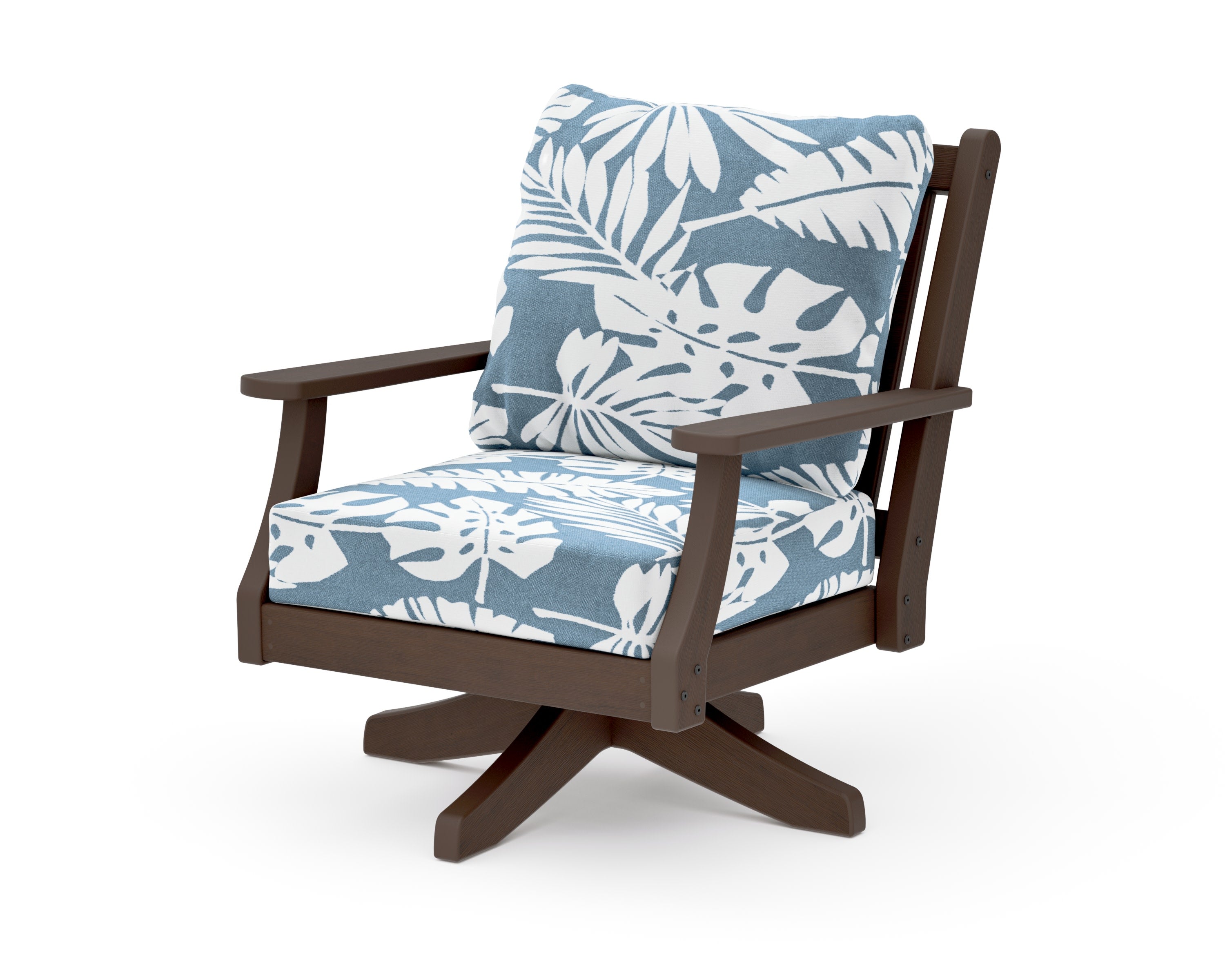 Wovendale Deep Seating Swivel Chair in Kona / Leaf Sky Blue