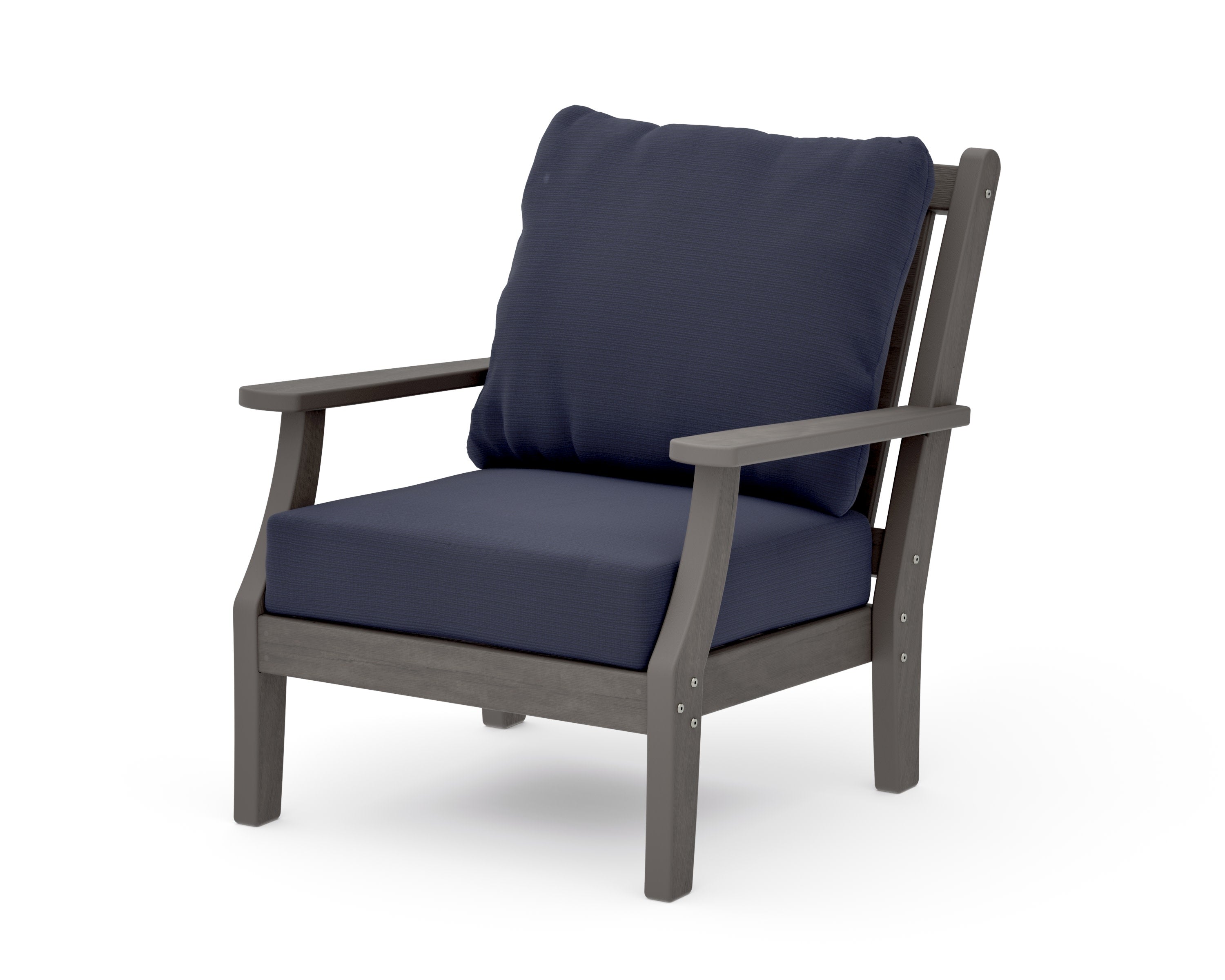 Wovendale Deep Seating Chair in Driftwood / Navy Linen