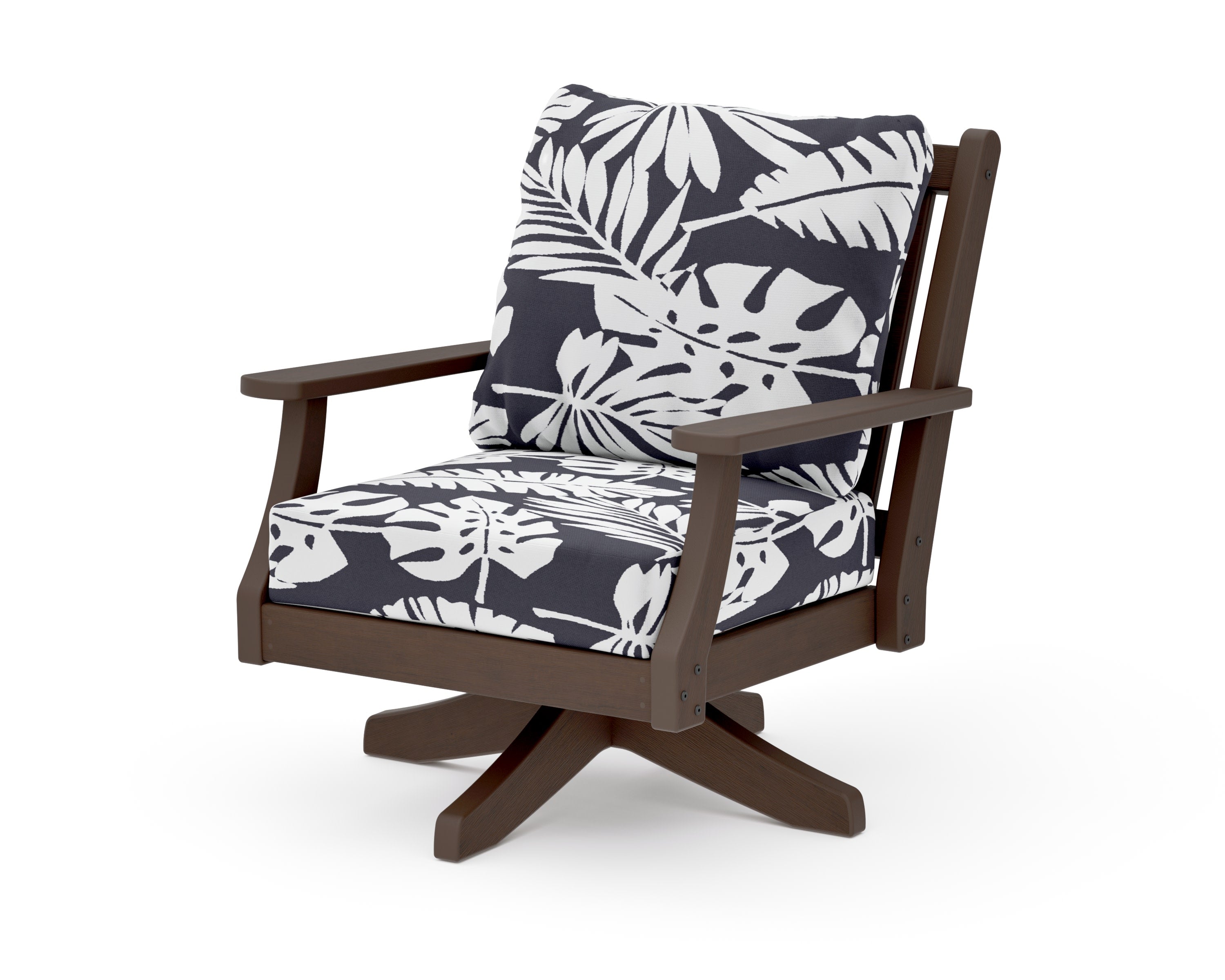 Wovendale Deep Seating Swivel Chair in Kona / Leaf Navy