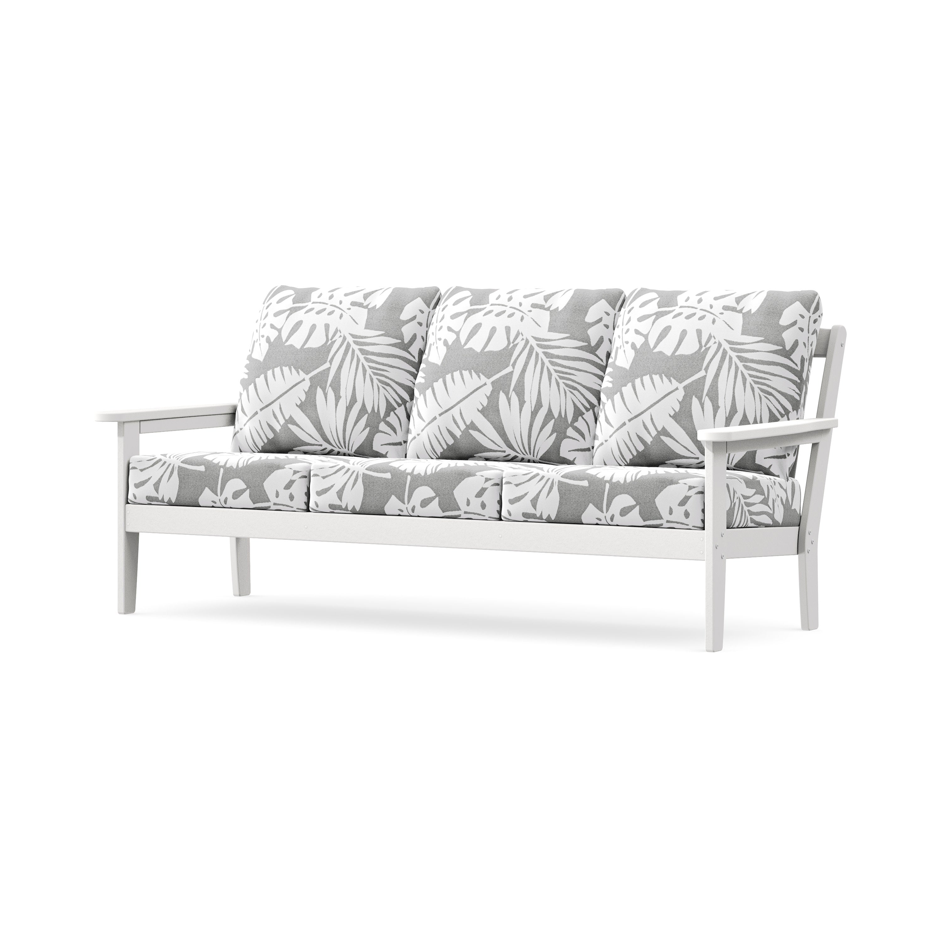 Cottage Deep Seating Sofa in White / Leaf Grey Mist