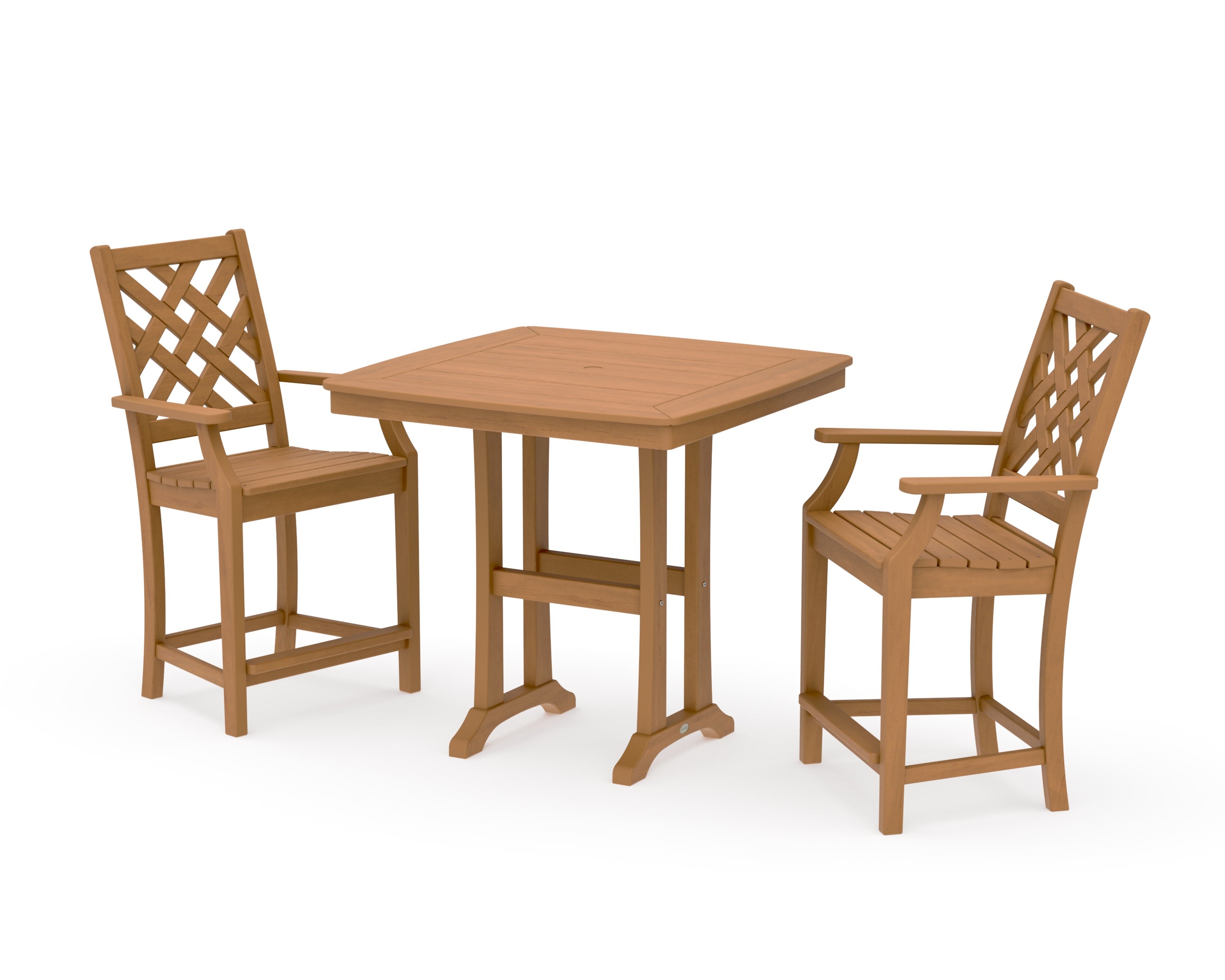 Wovendale 3-Piece Counter Set with Trestle Legs in Natural