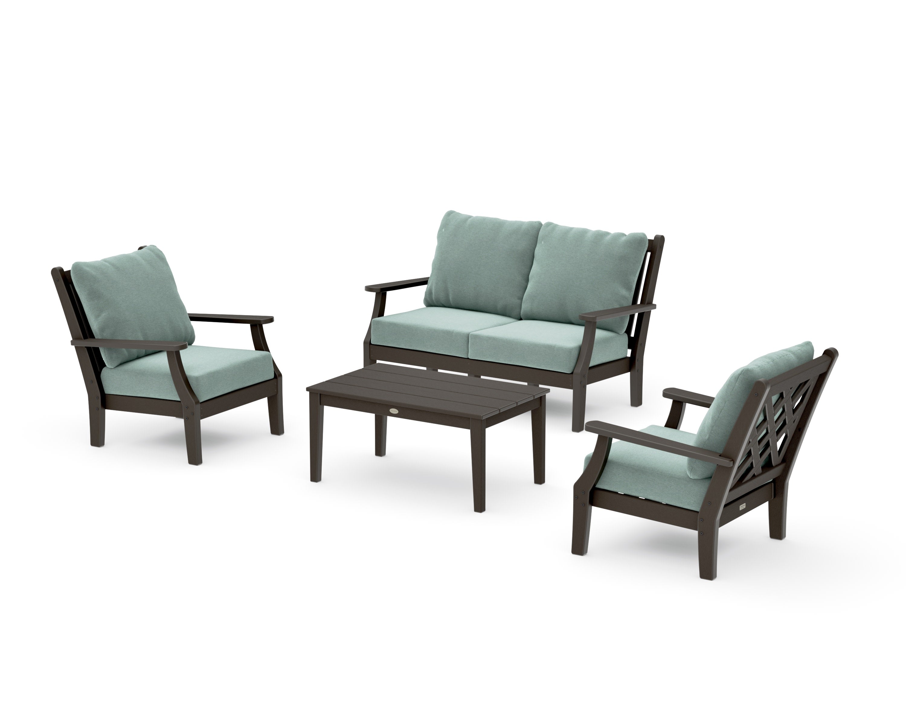 Wovendale 4-Piece Deep Seating Set with Loveseat in Vintage Coffee / Glacier Spa
