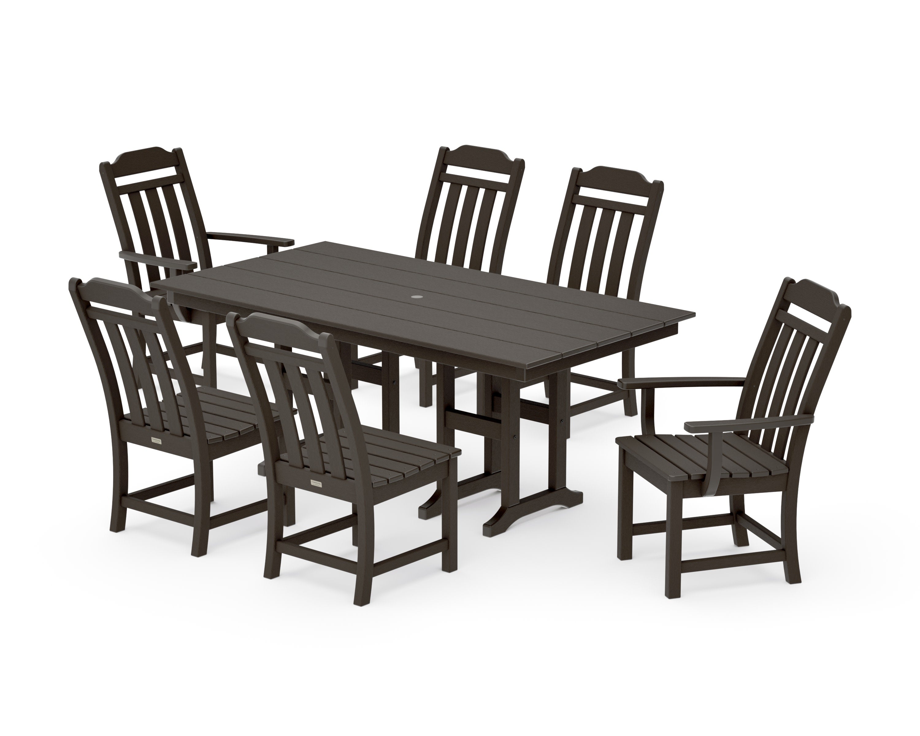 Cottage 7-Piece Farmhouse Dining Set in Vintage Coffee