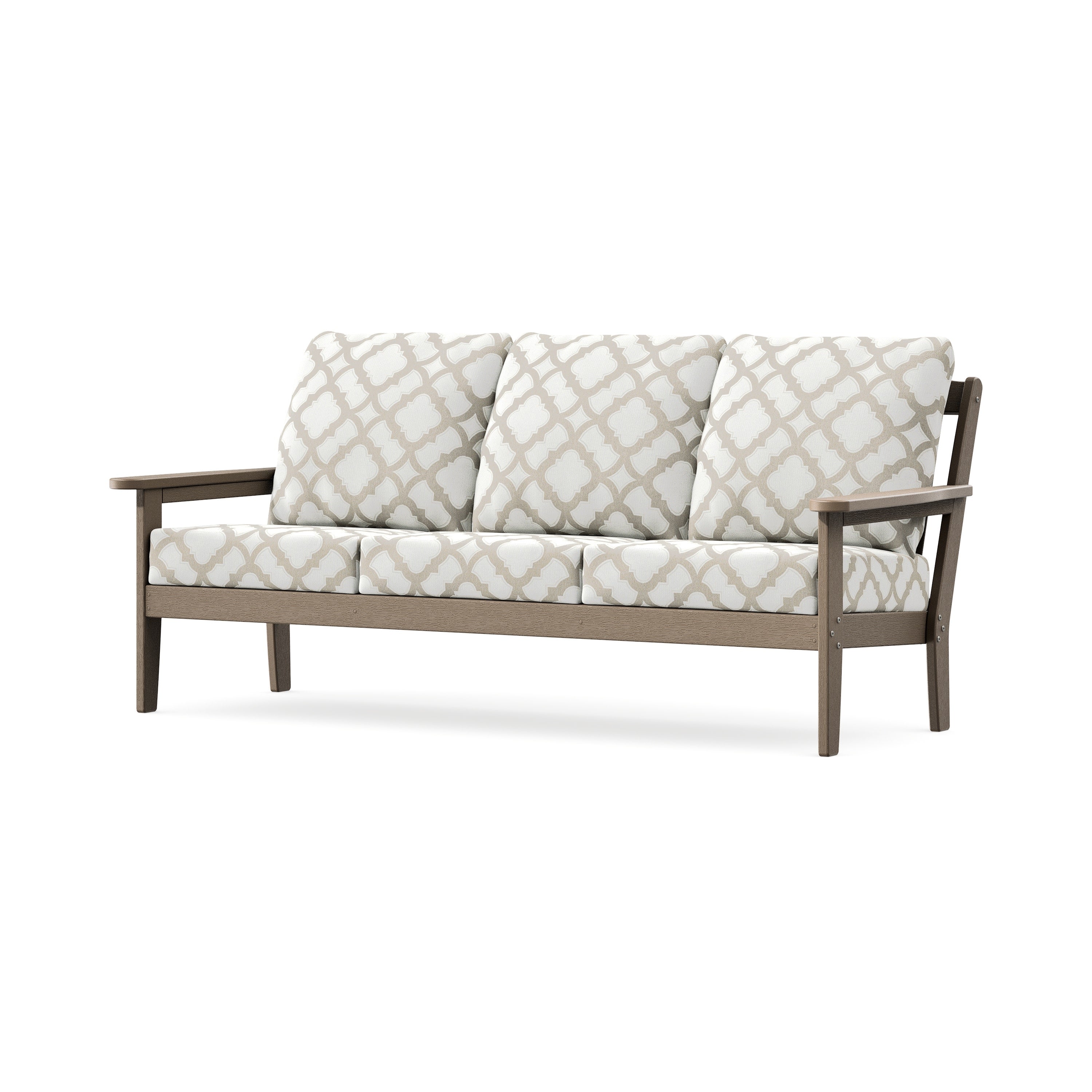Cottage Deep Seating Sofa in Vintage Sahara / Trellis Dune Burlap