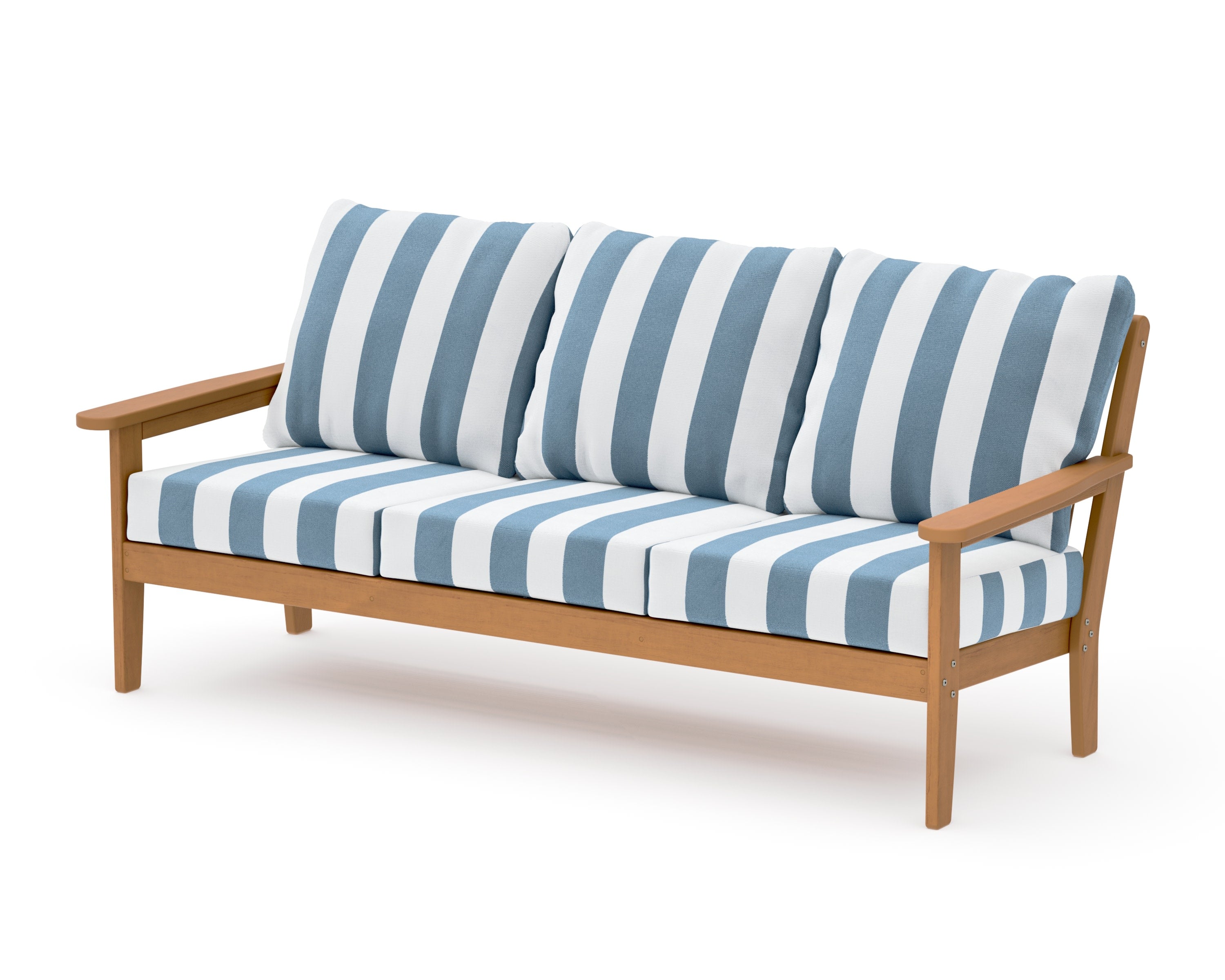 Cottage Deep Seating Sofa in Natural / Cabana Stripe Sky Blue