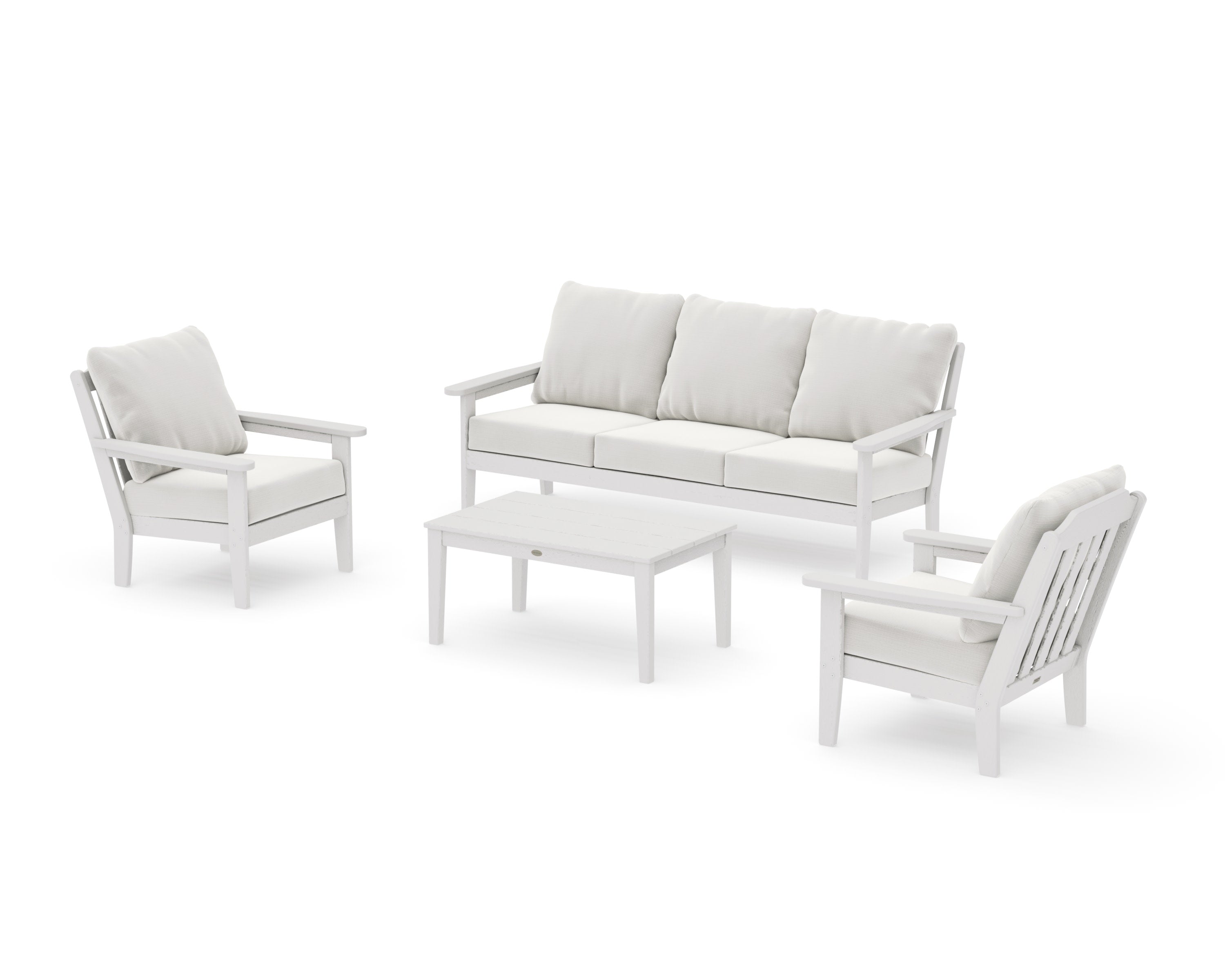 Cottage 4-Piece Deep Seating Set with Sofa in Vintage White / Natural Linen
