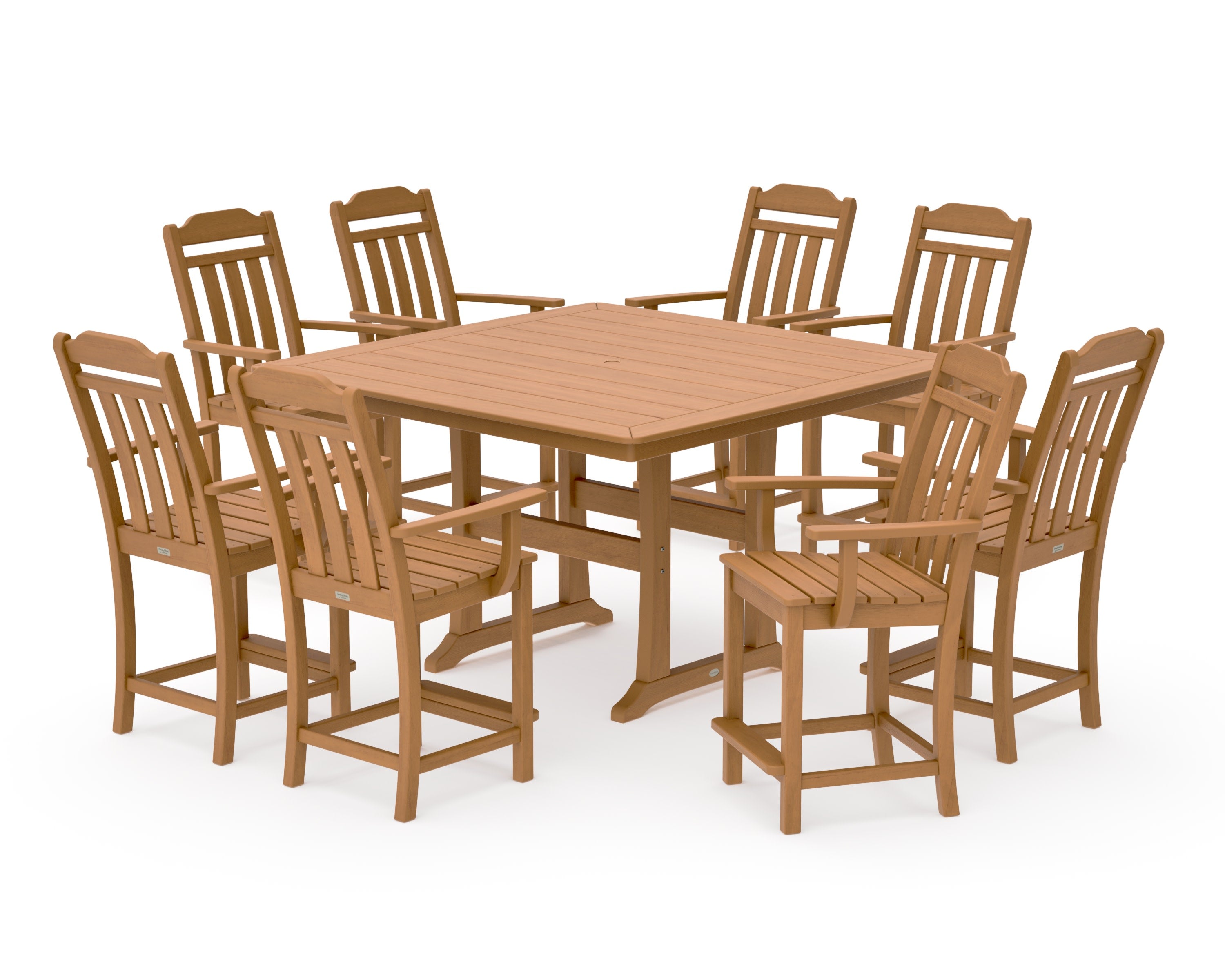 Cottage 9-Piece Square Counter Set with Trestle Legs in Natural