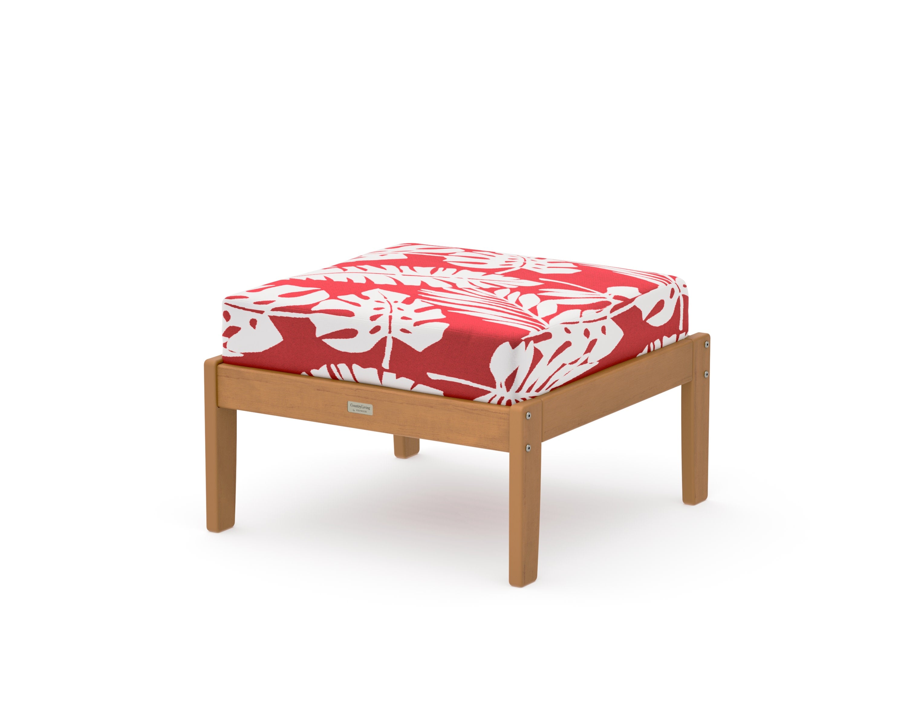 Cottage Deep Seating Ottoman in Natural / Leaf Crimson