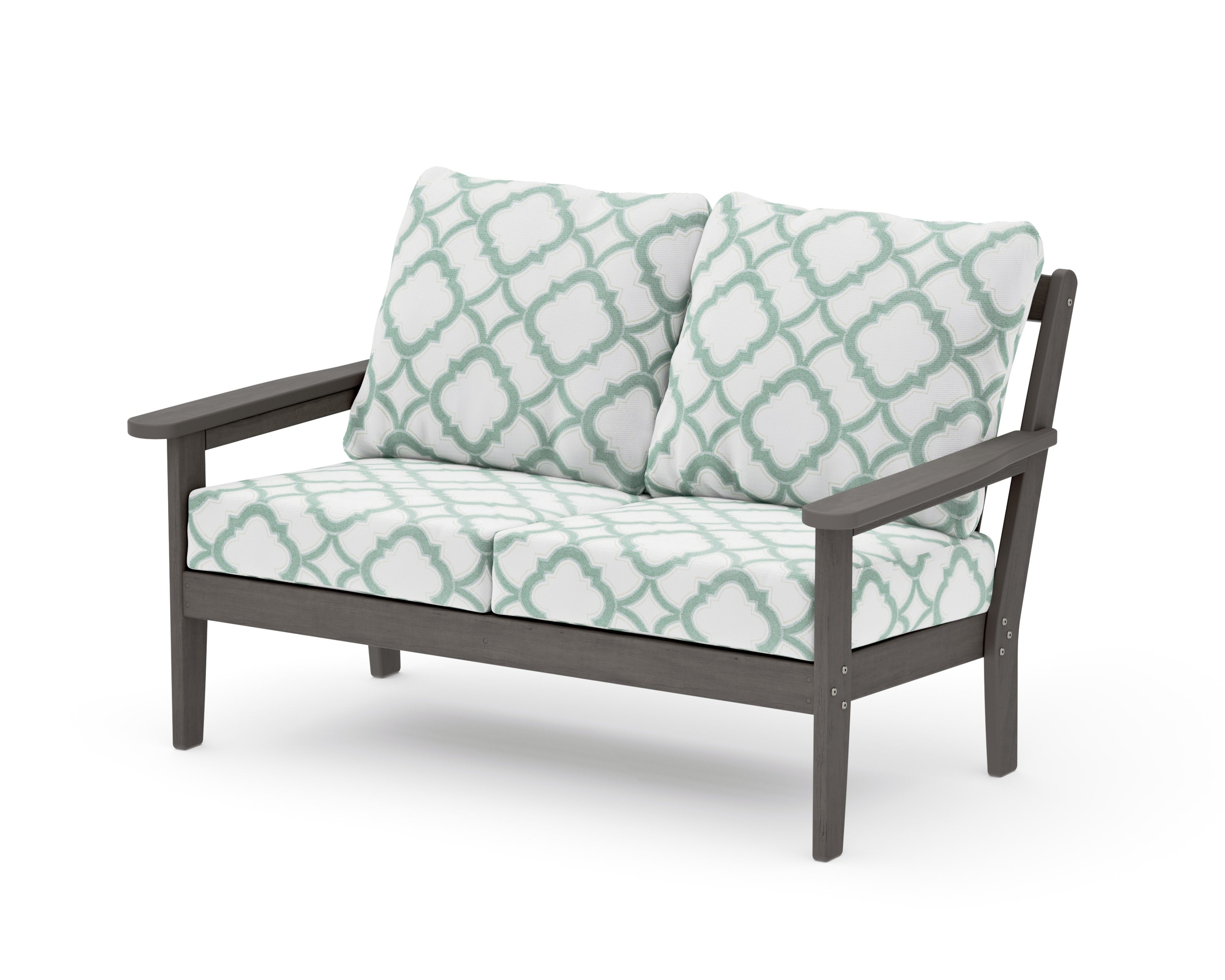 Cottage Deep Seating Loveseat in Driftwood / Trellis Glacier Spa