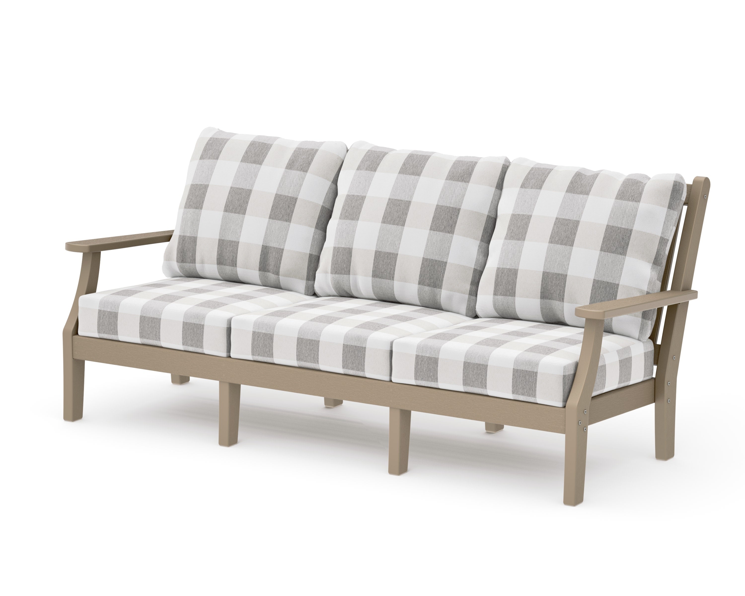 Wovendale Deep Seating Sofa in Vintage Sahara / Buffalo Plaid Grey Mist