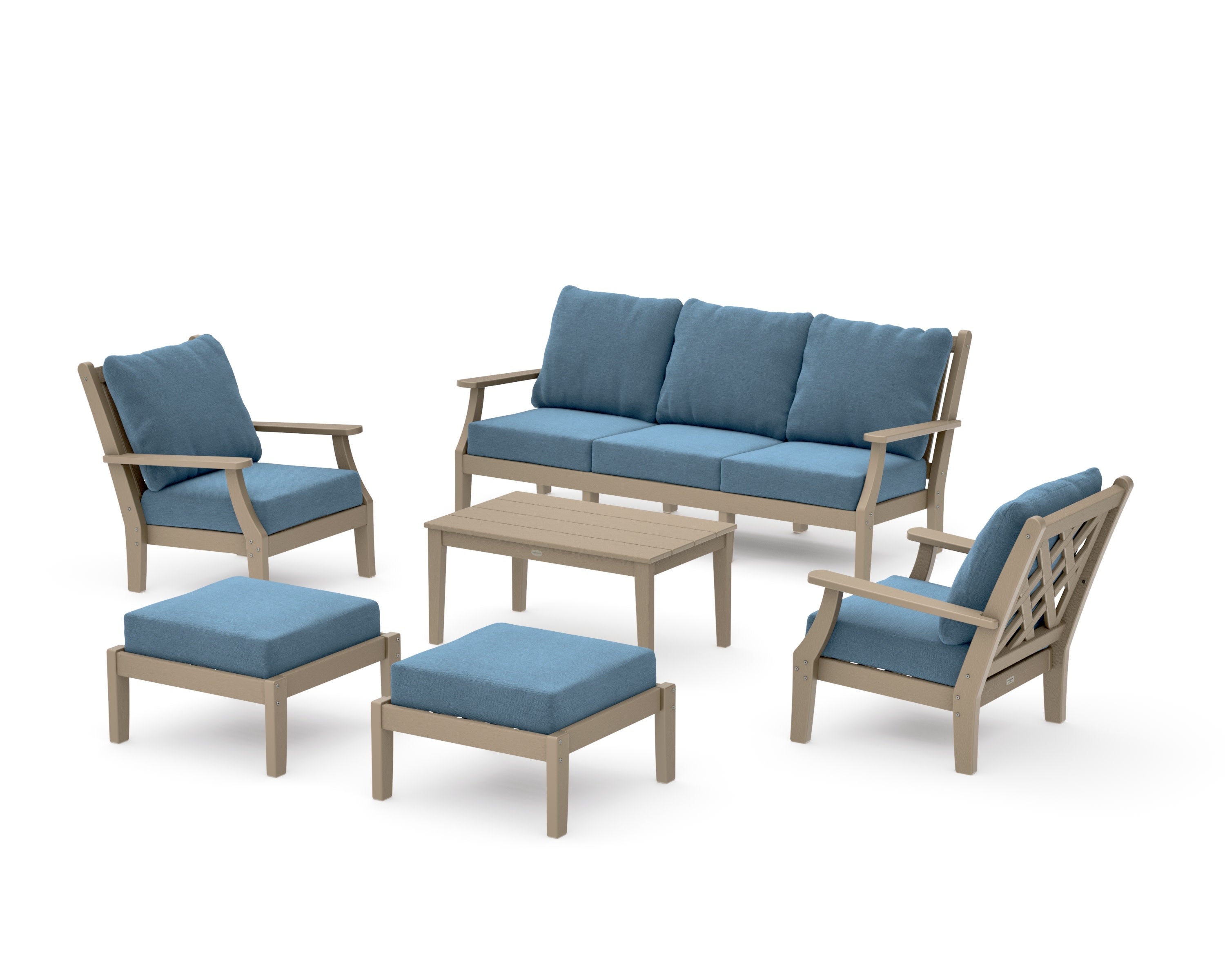 Wovendale 6-Piece Lounge Sofa Set in Vintage Sahara / Sky Blue