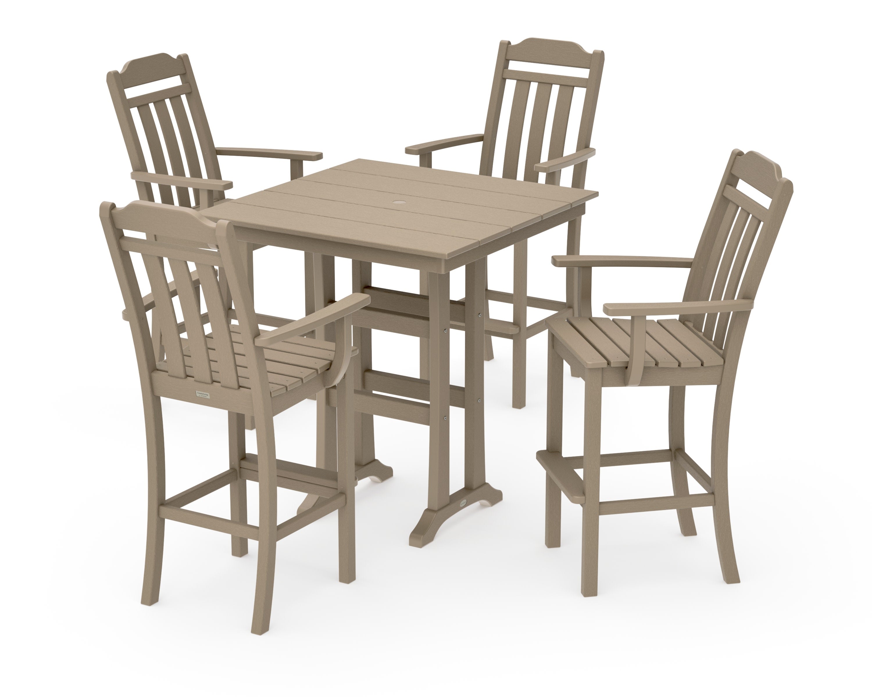 Cottage 5-Piece Farmhouse Bar Set with Trestle Legs in Vintage Sahara