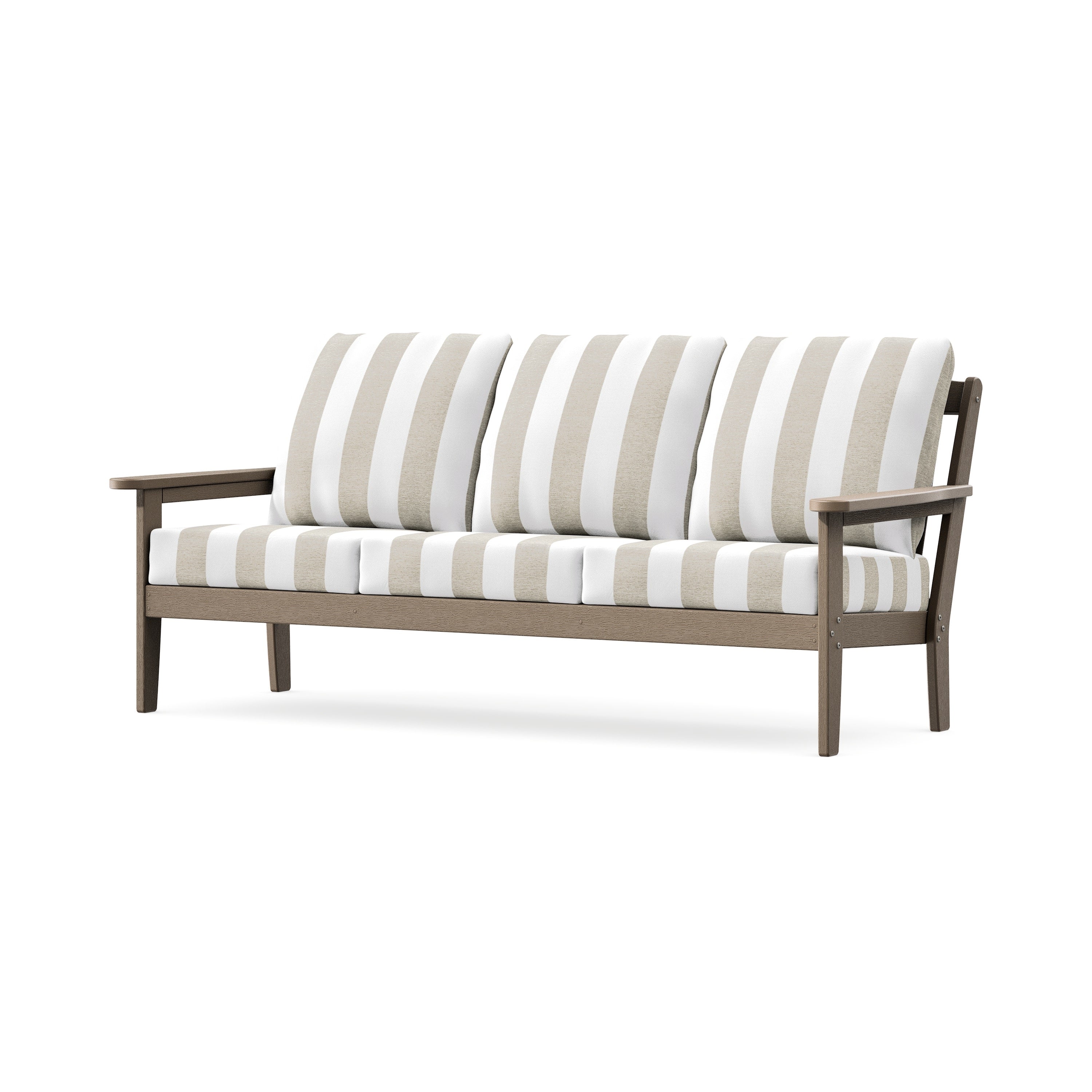 Cottage Deep Seating Sofa in Vintage Sahara / Cabana Stripe Dune Burlap
