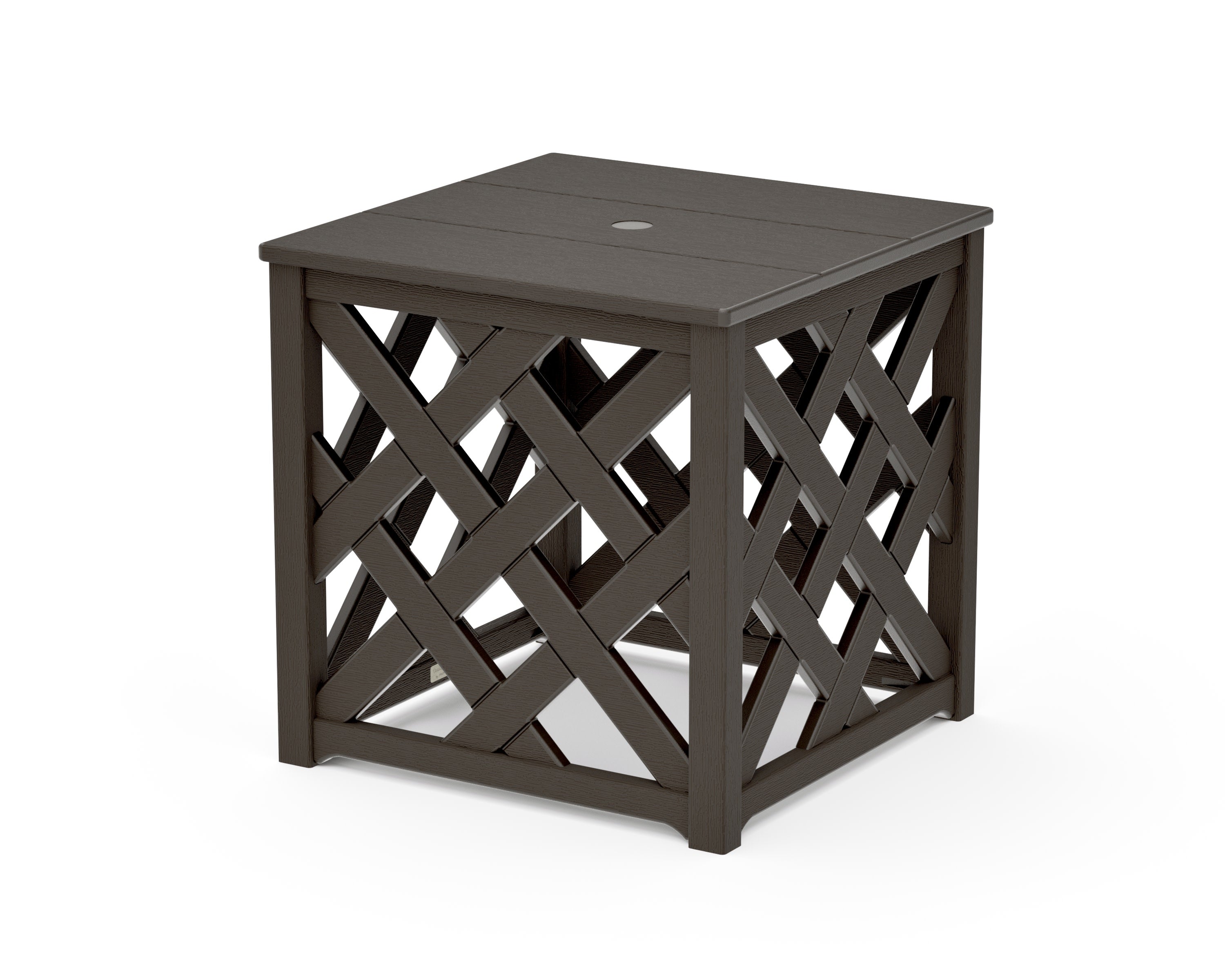 Wovendale Accent Umbrella Table in Vintage Coffee