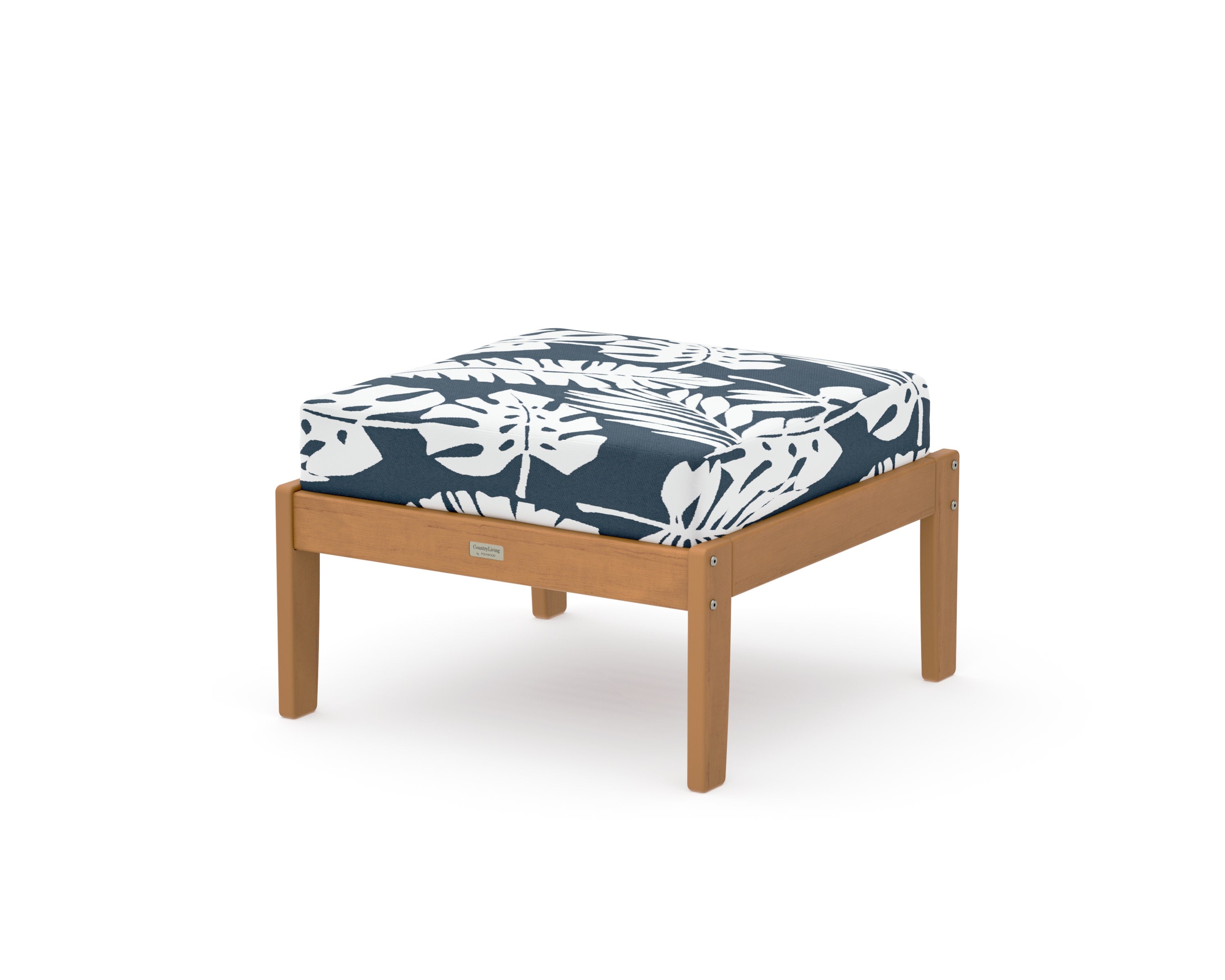 Cottage Deep Seating Ottoman in Natural / Leaf Marine Indigo