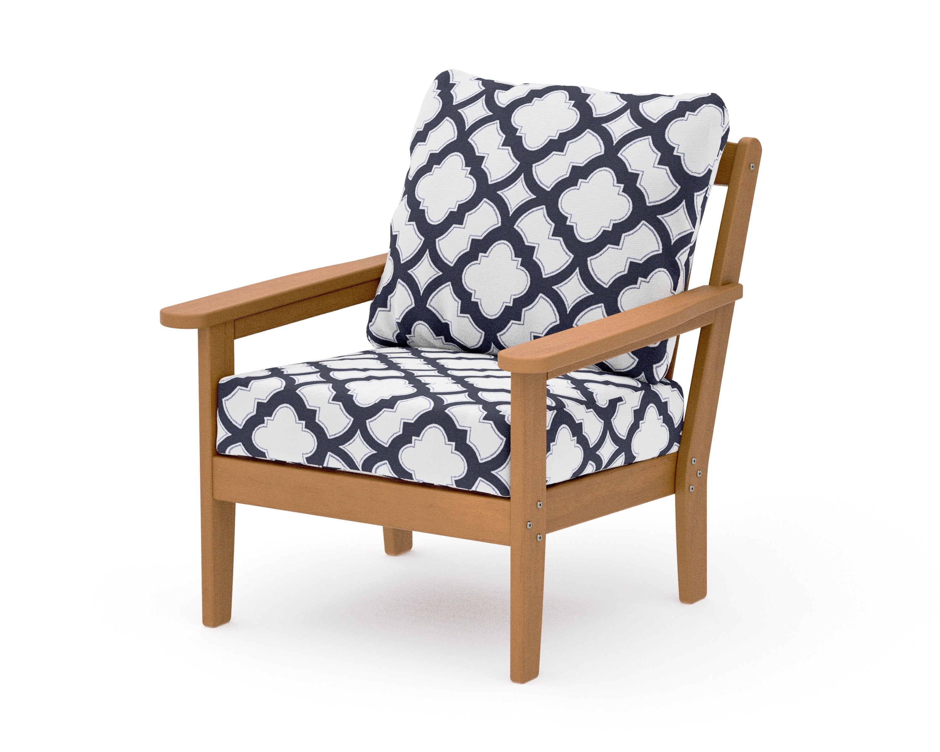 Cottage Deep Seating Chair in Natural / Trellis Navy
