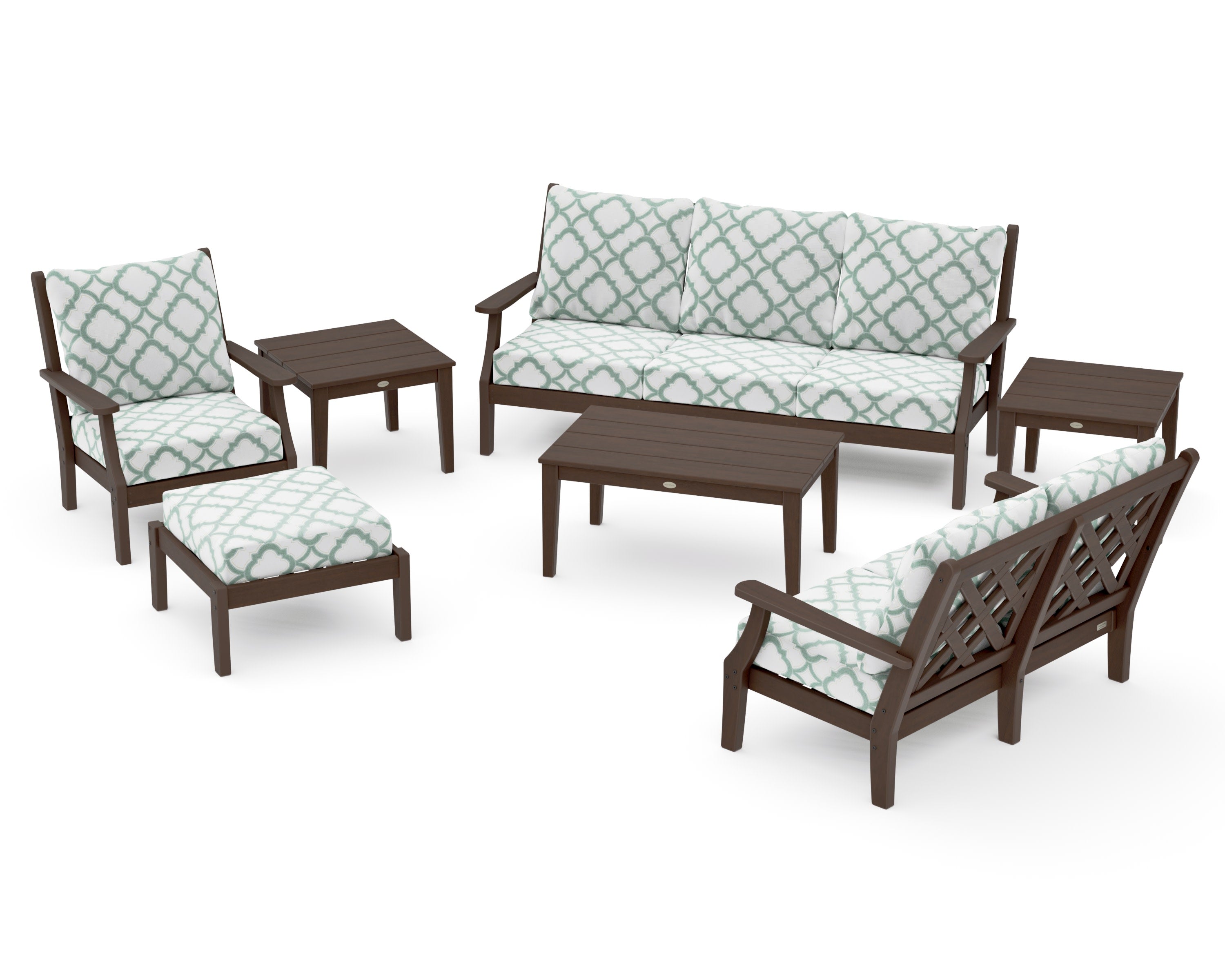 Wovendale 7-Piece Deep Seating Set in Kona / Trellis Glacier Spa