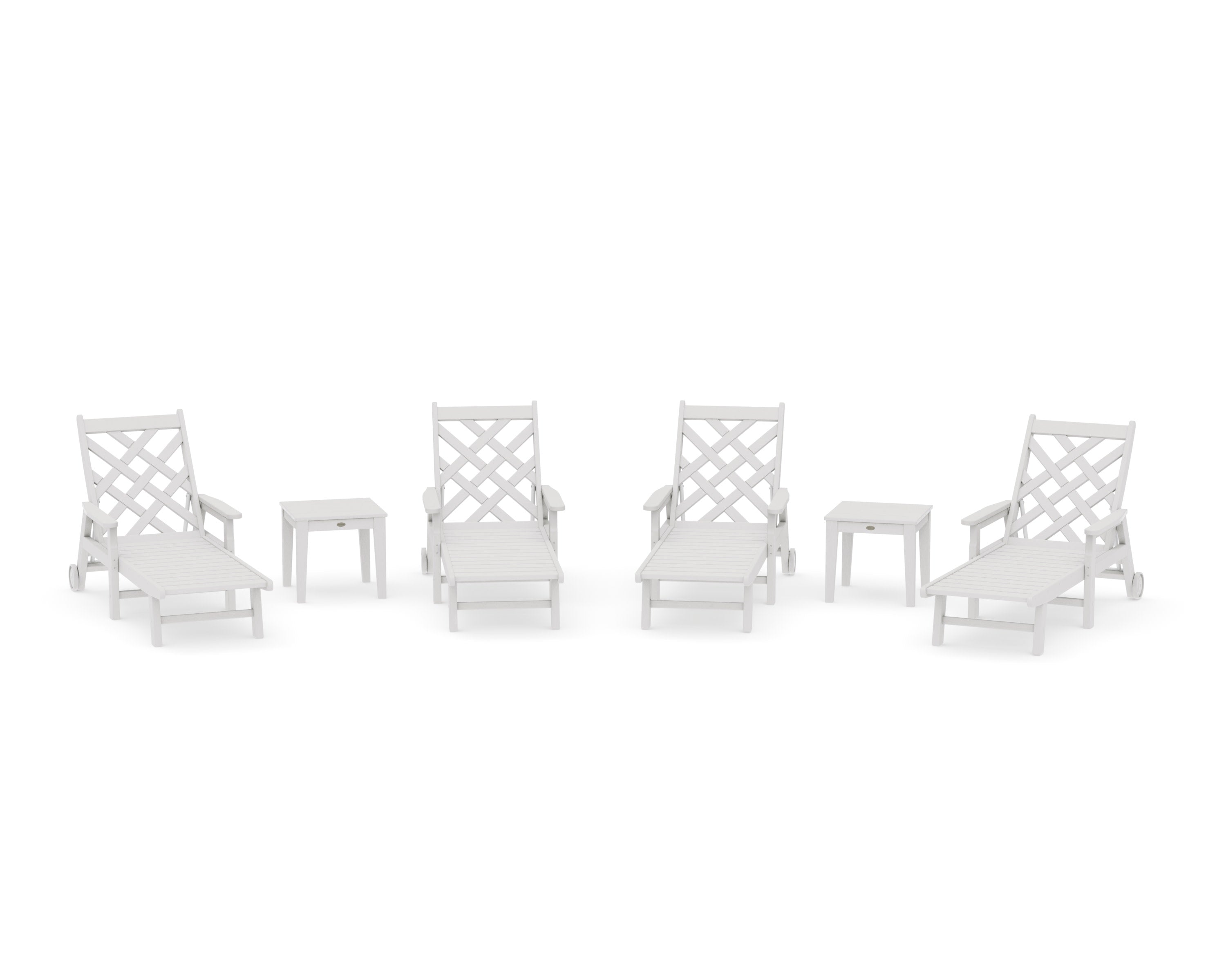 Wovendale 6-Piece Chaise Set with Arms and Wheels in Vintage White