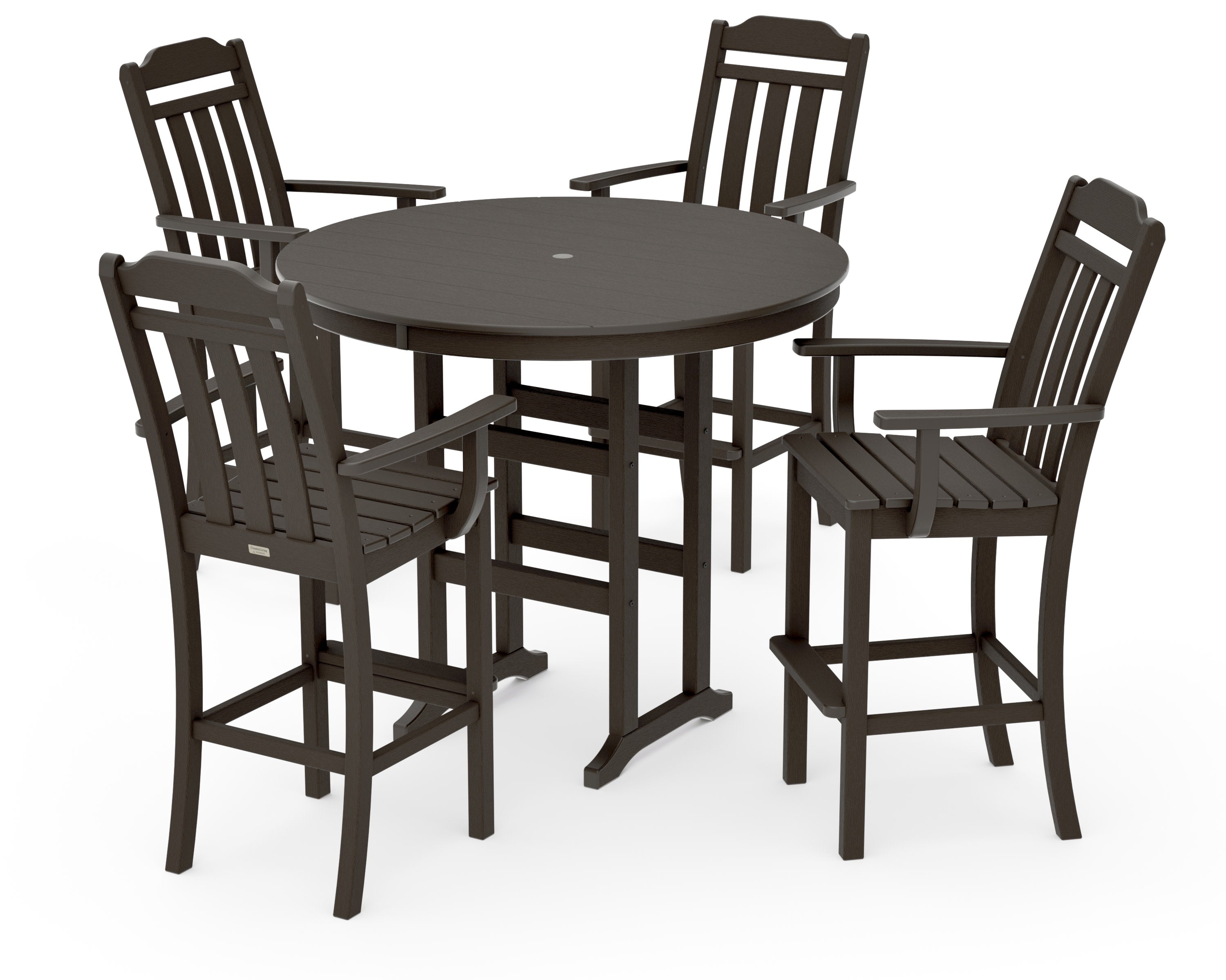 Cottage 5-Piece Round Farmhouse Bar Set in Vintage Coffee
