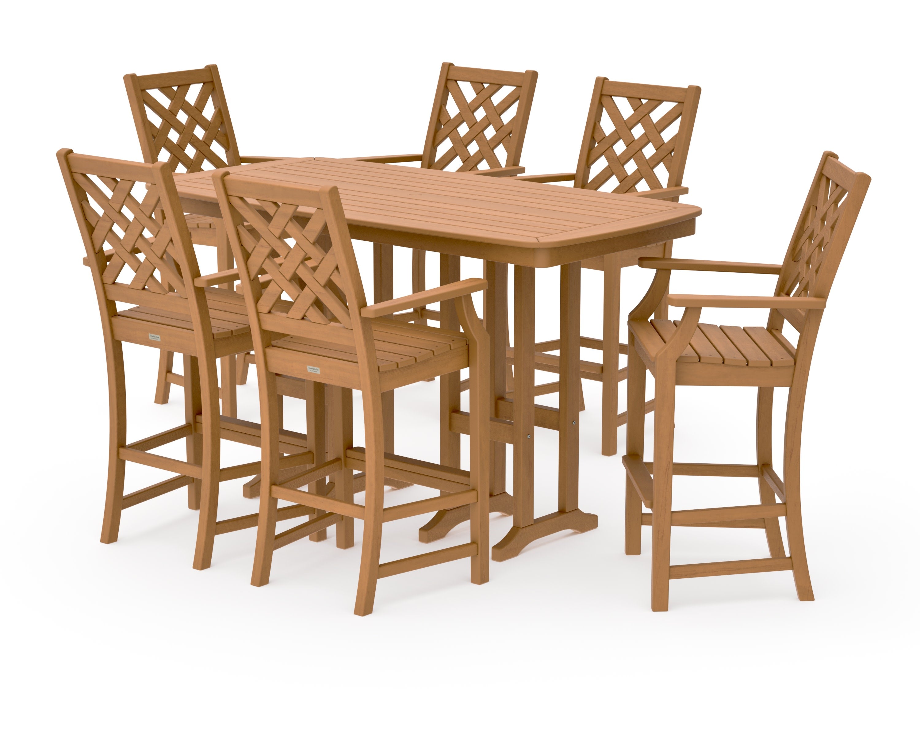 Wovendale Arm Chair 7-Piece Bar Set in Natural