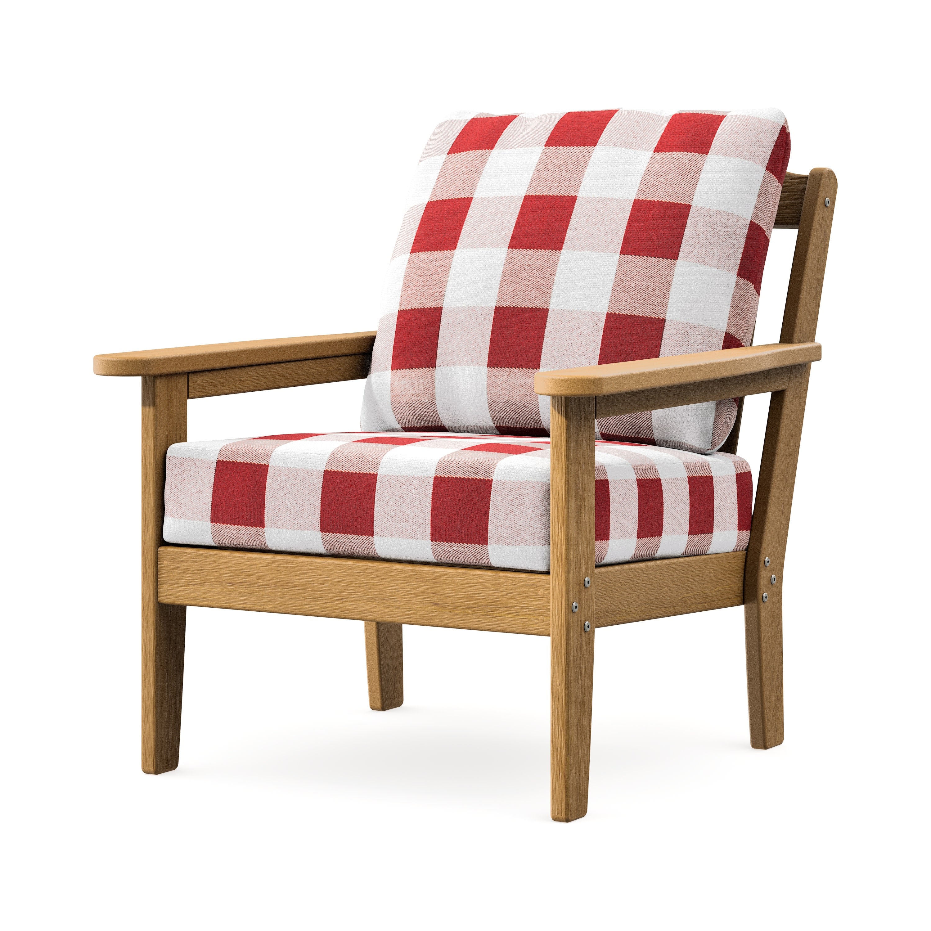 Cottage Deep Seating Chair in Natural / Buffalo Plaid Crimson