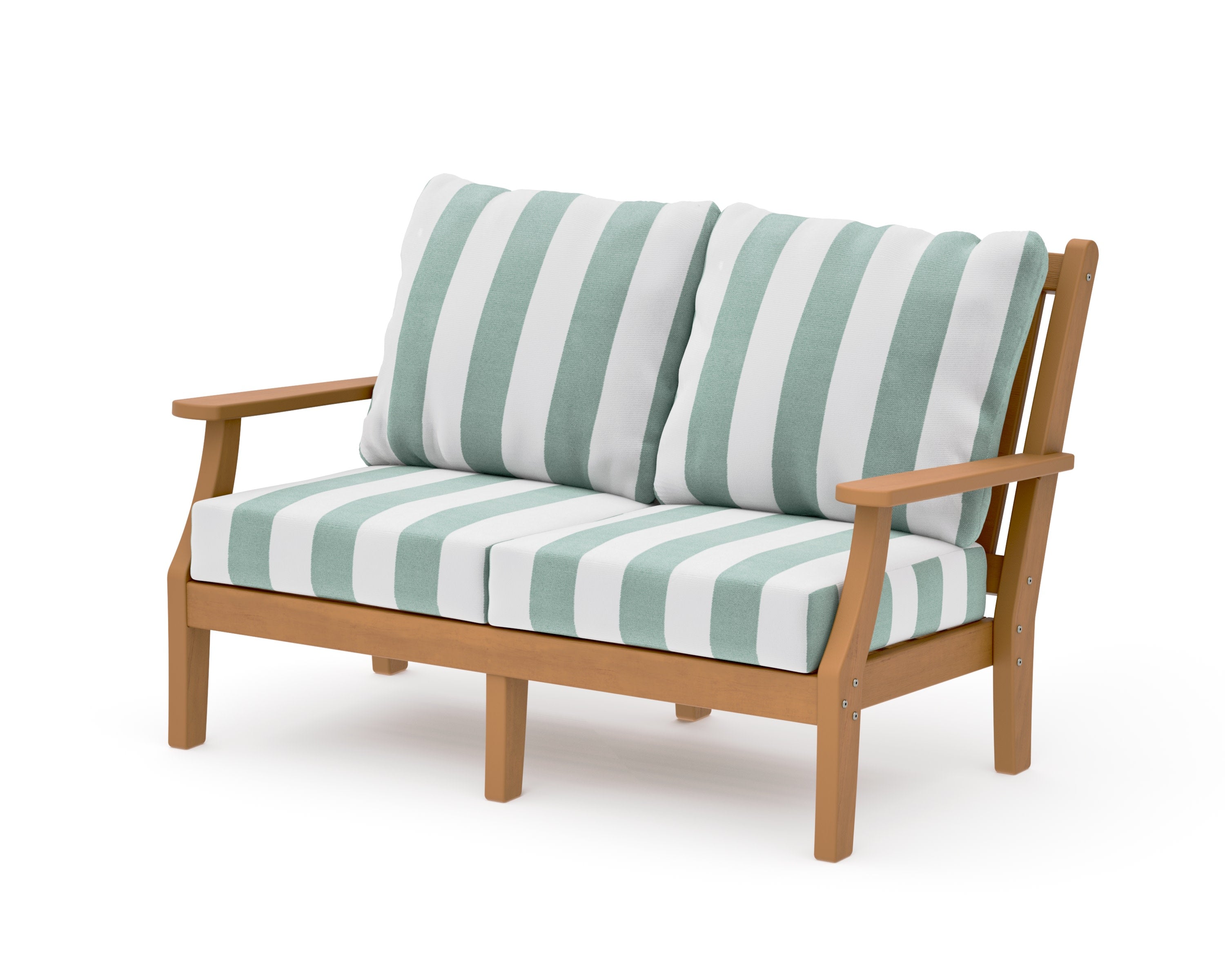 Wovendale Deep Seating Loveseat in Natural / Cabana Stripe Glacier Spa