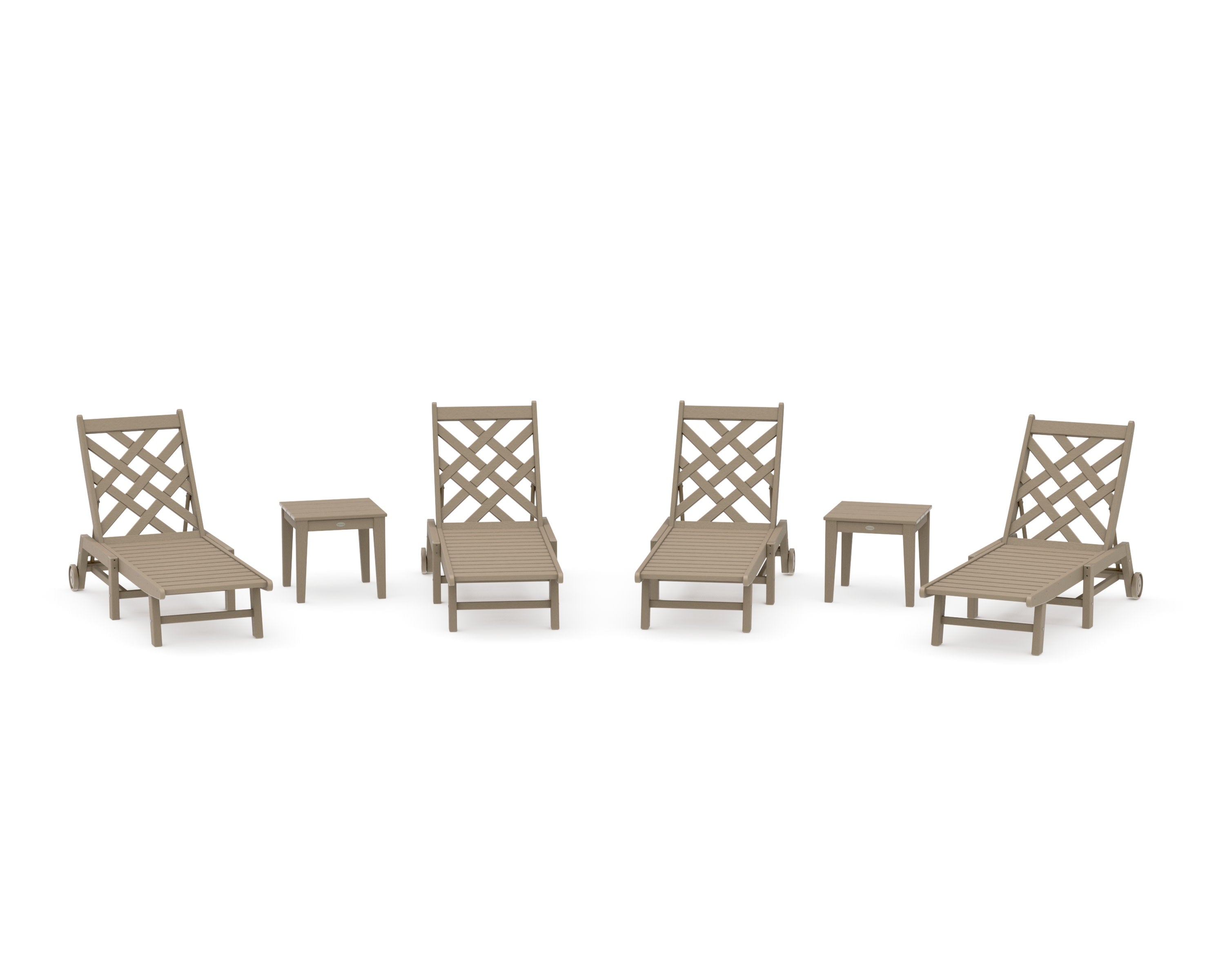 Wovendale 6-Piece Chaise Set with Wheels in Vintage Sahara