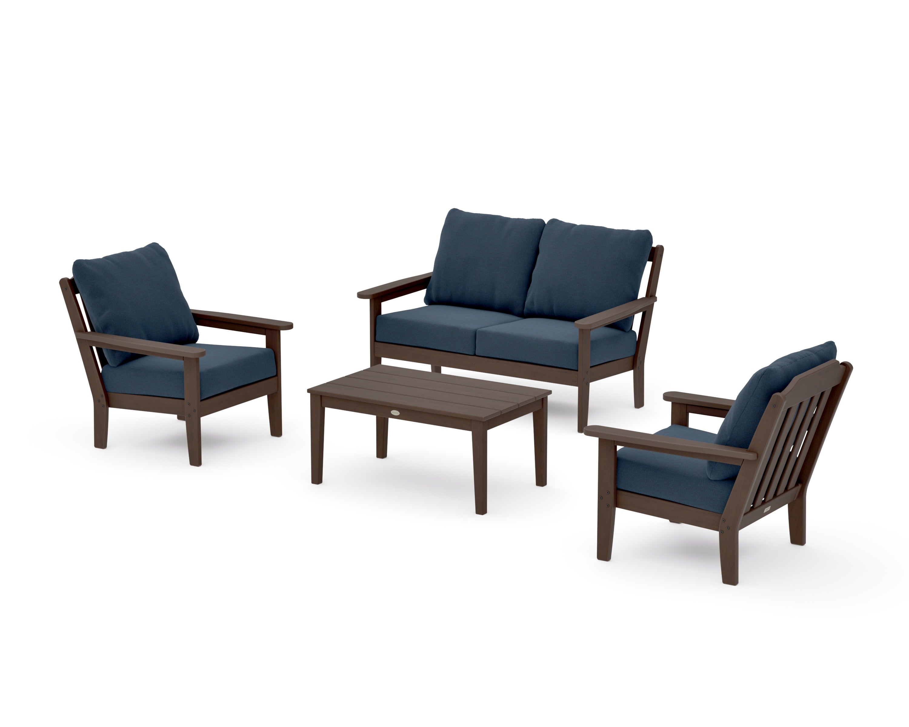 Cottage 4-Piece Deep Seating Set with Loveseat in Kona / Marine Indigo